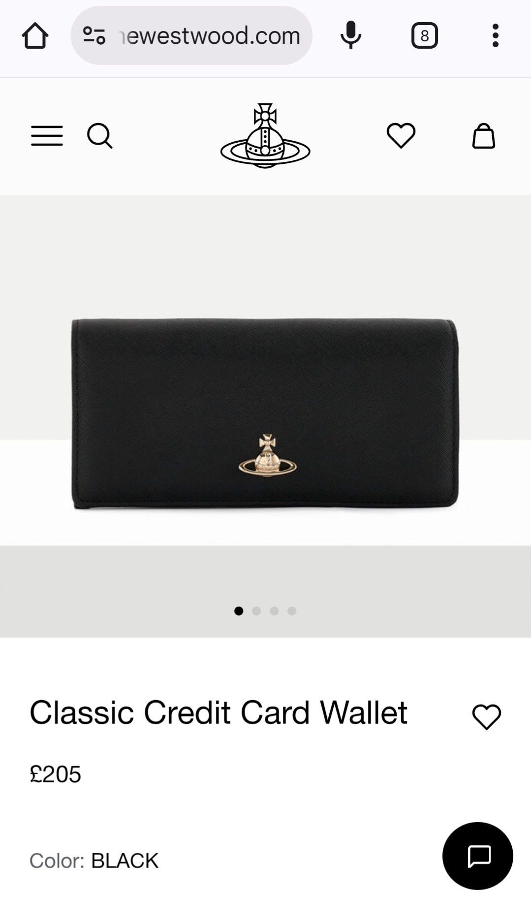Vivienne Westwood Classic Patent Black Purse
