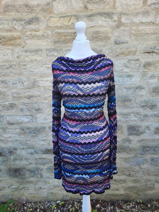 Vintage Missoni Metallic Zigzag Knit Dress