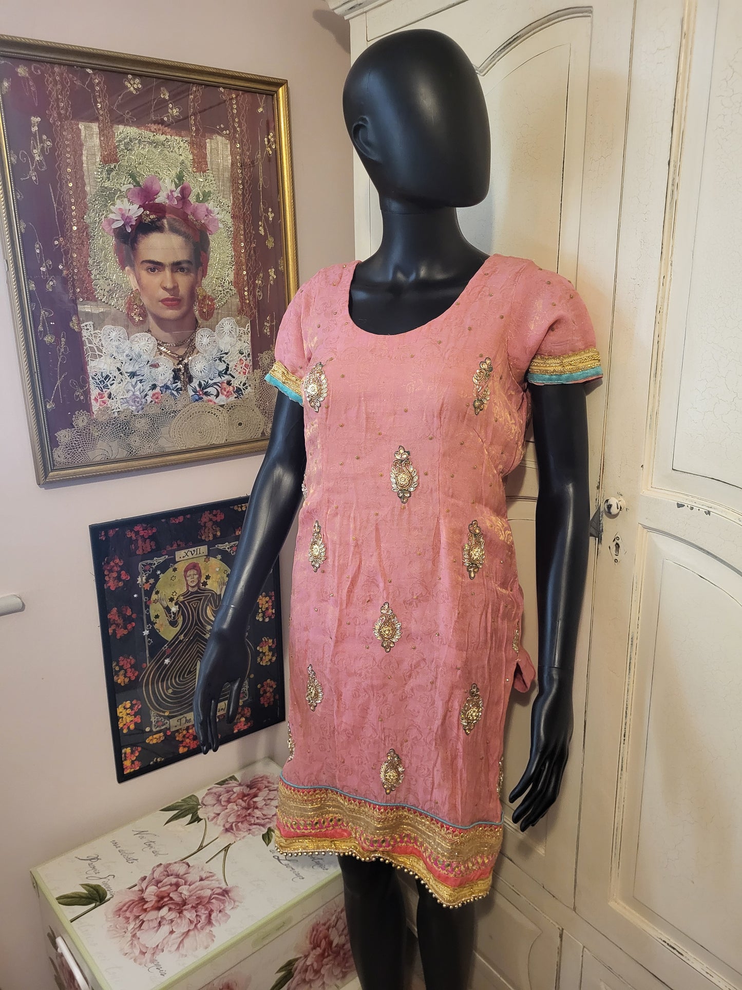 Pink Vintage Indian Shift Dress