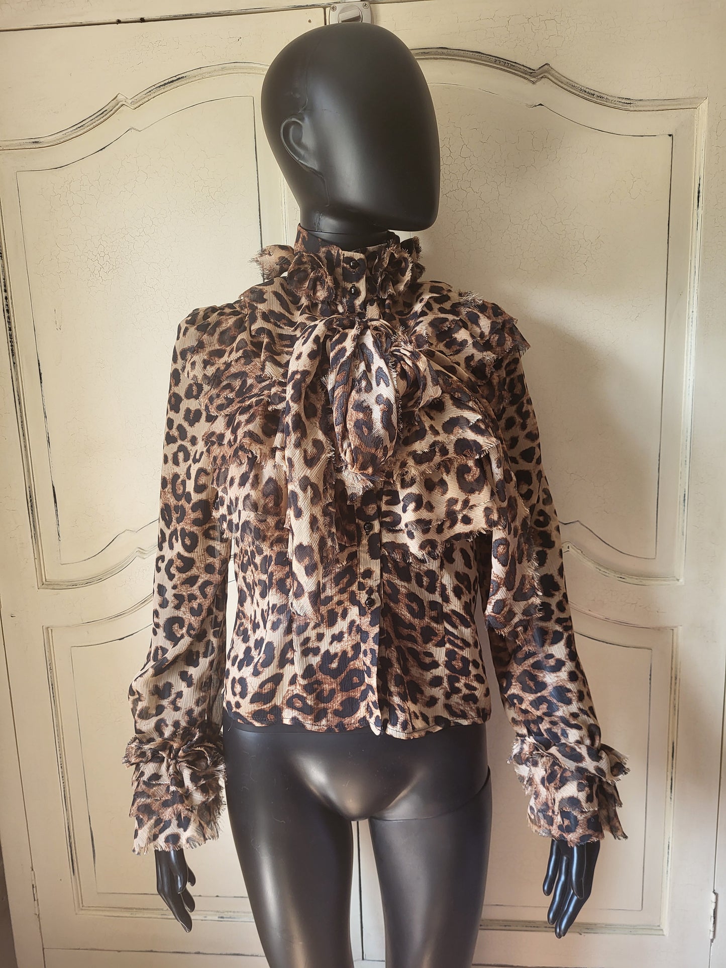 Leopard Print Pussy Bow Blouse
