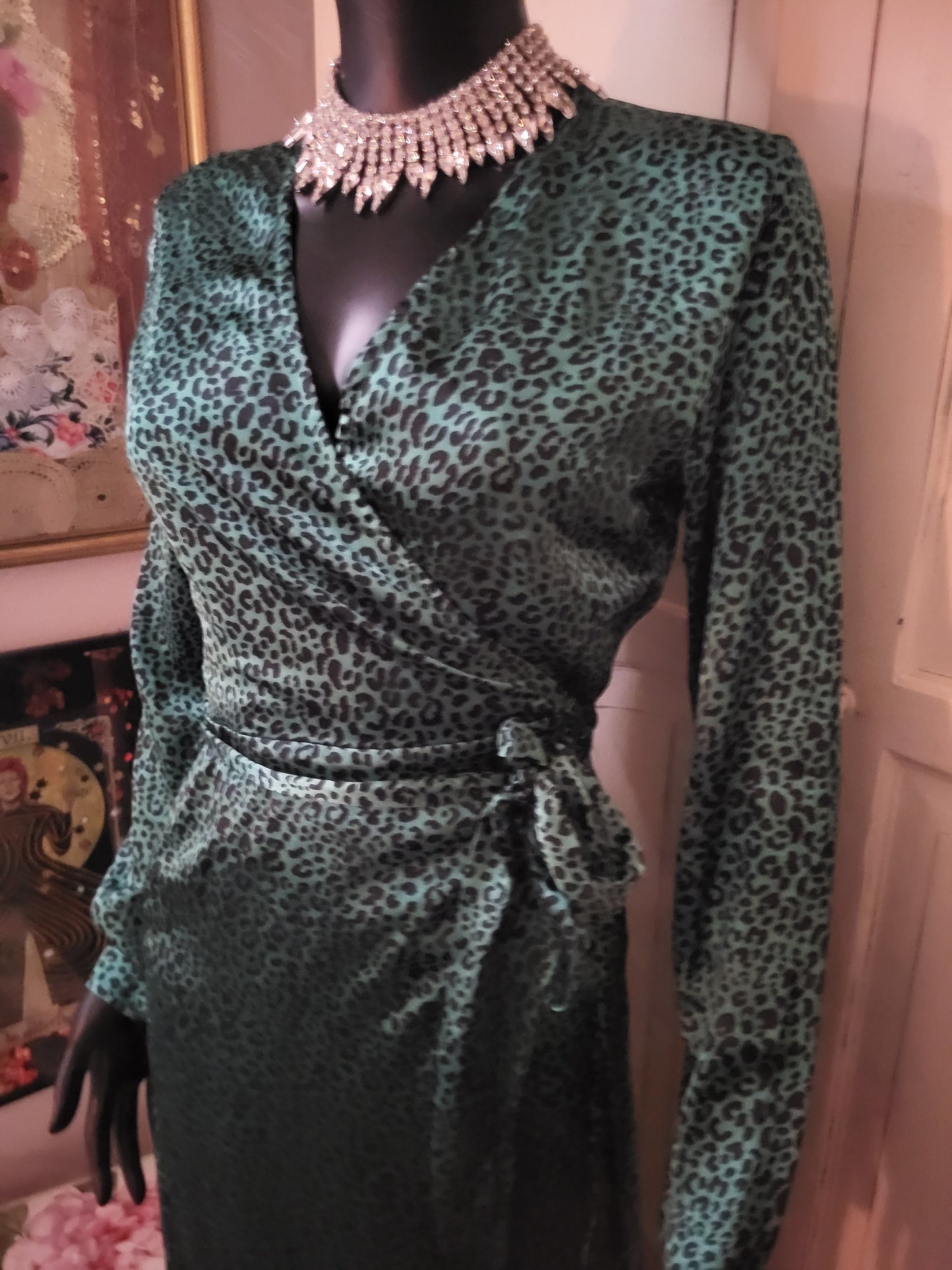 Dancing Leopard Deep Green Leopard Print Dress