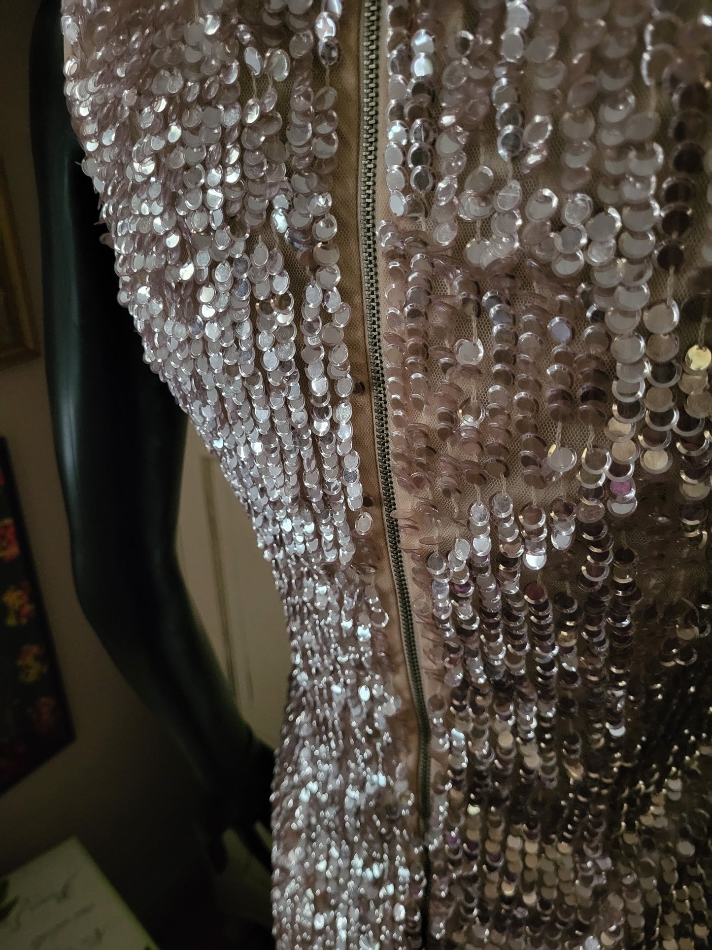 French Connection Rose Pink Sequin Shift Dress