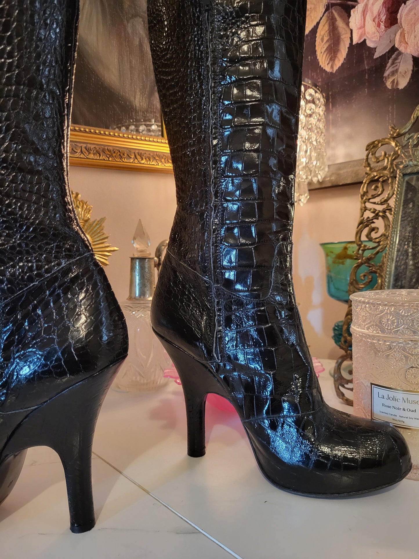 Vivienne Westwood Croc-Embossed Knee-High Boots
