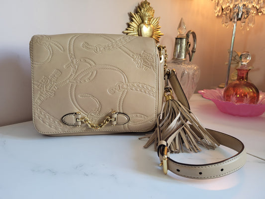 Ralph Lauren Equestrian Embossed Shoulder Bag