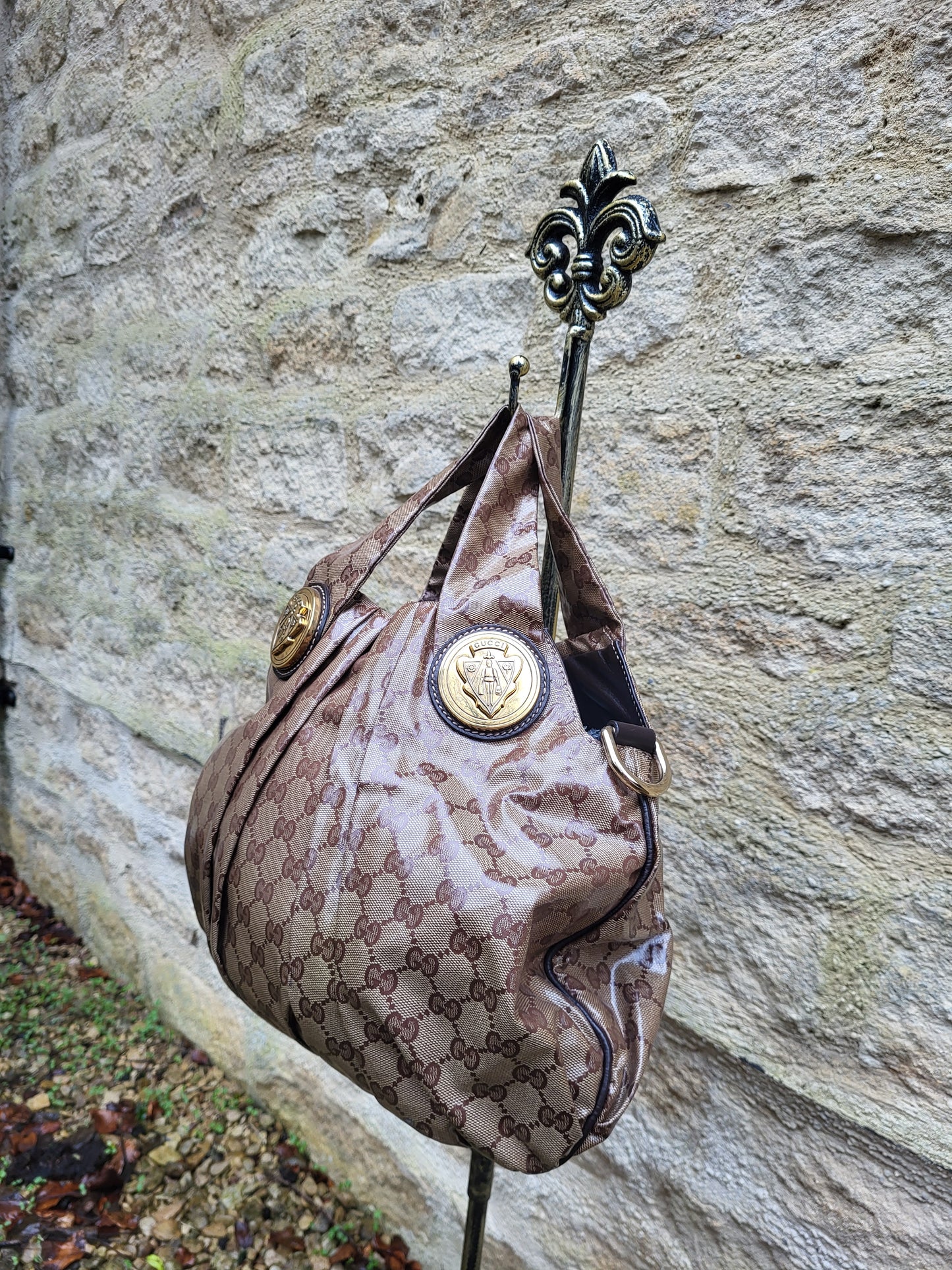 Gucci GG Crystal Canvas Monogram Hobo Bag