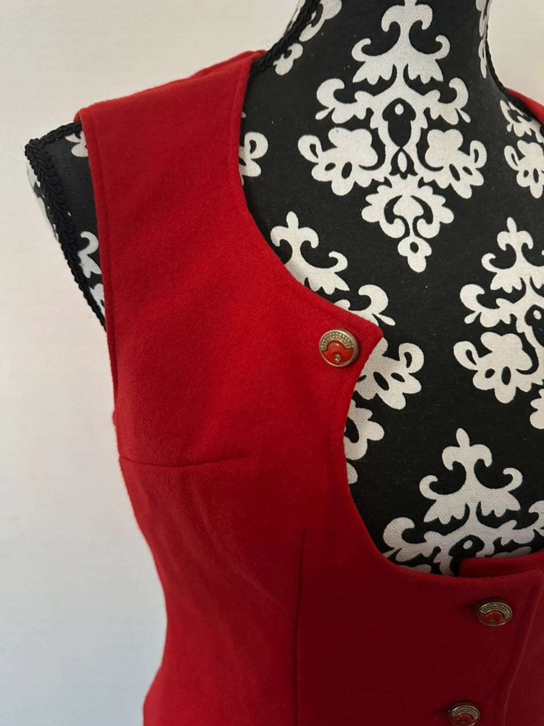 Scarlet Vintage Waistcoat with Brass Buttons