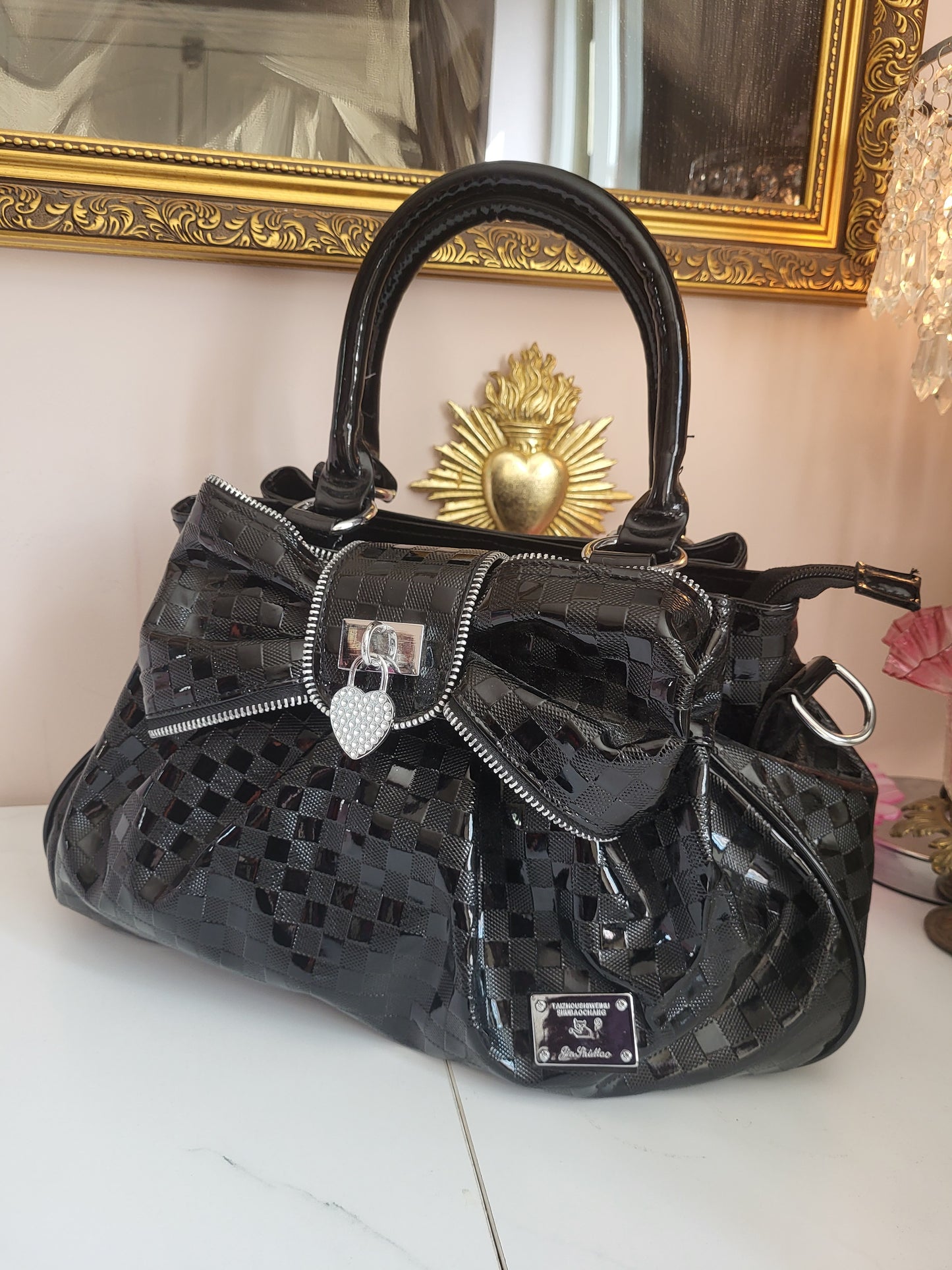 Jim Phimau Black Patent Bow Bag
