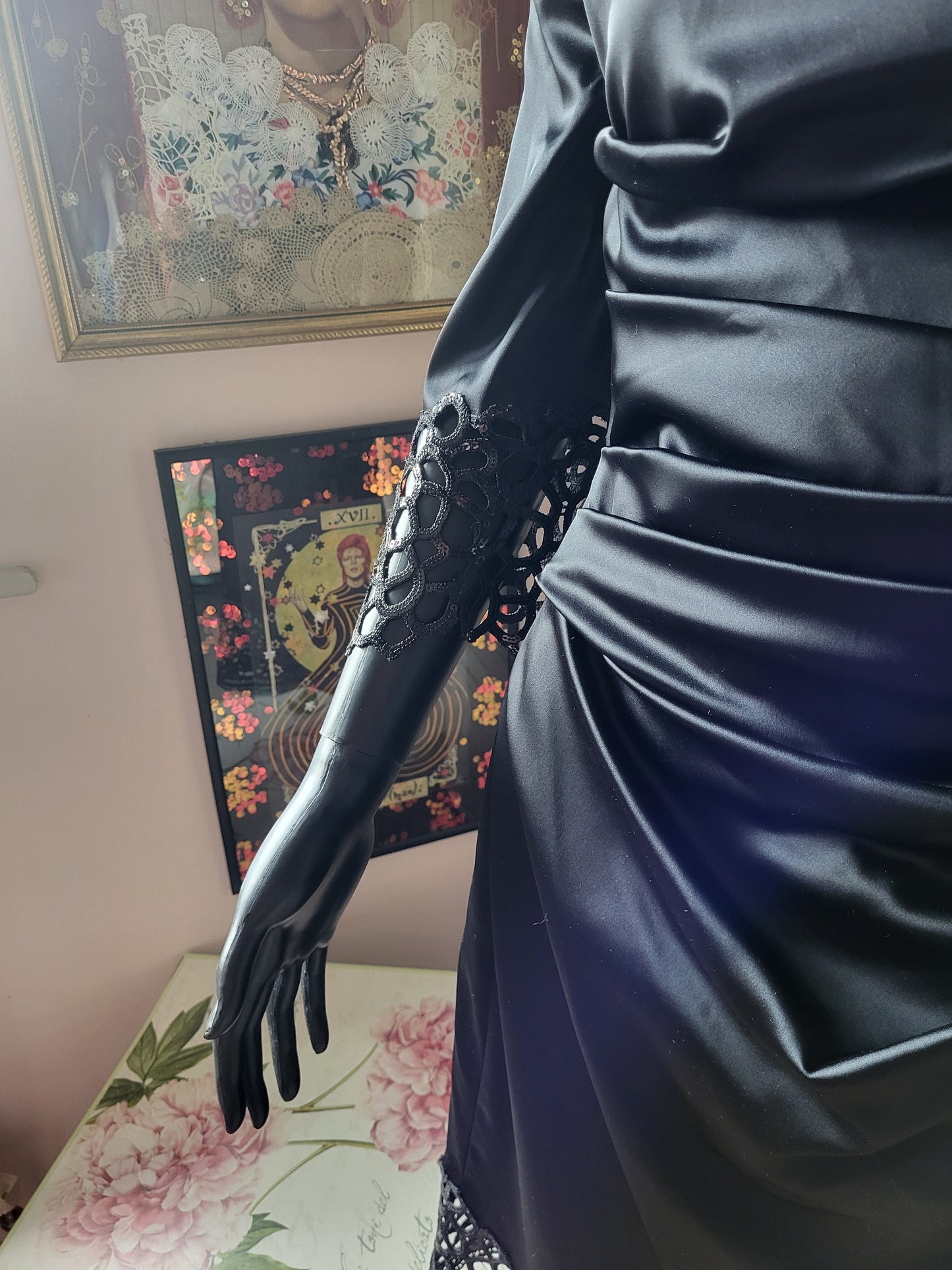 Talbot Runhof Black Embellished Cocktail Dress
