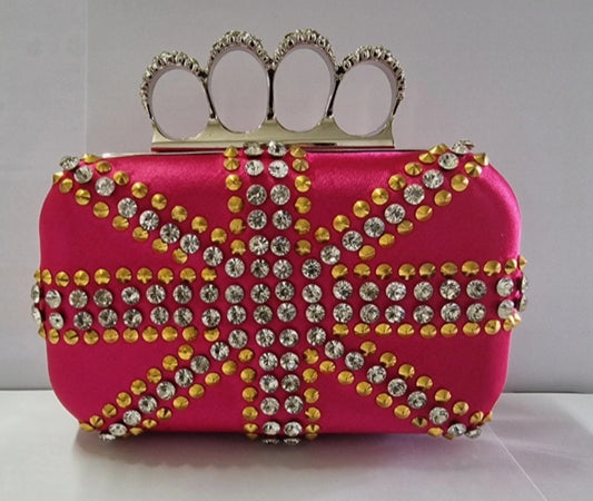 Fuchsia Union Jack Sequin Clutch Bag