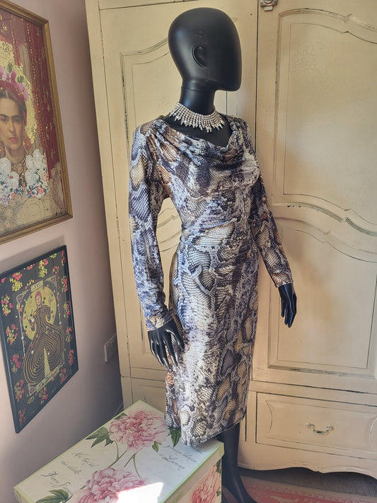 Ingenue London Snakeskin Stretchy Midi Dress