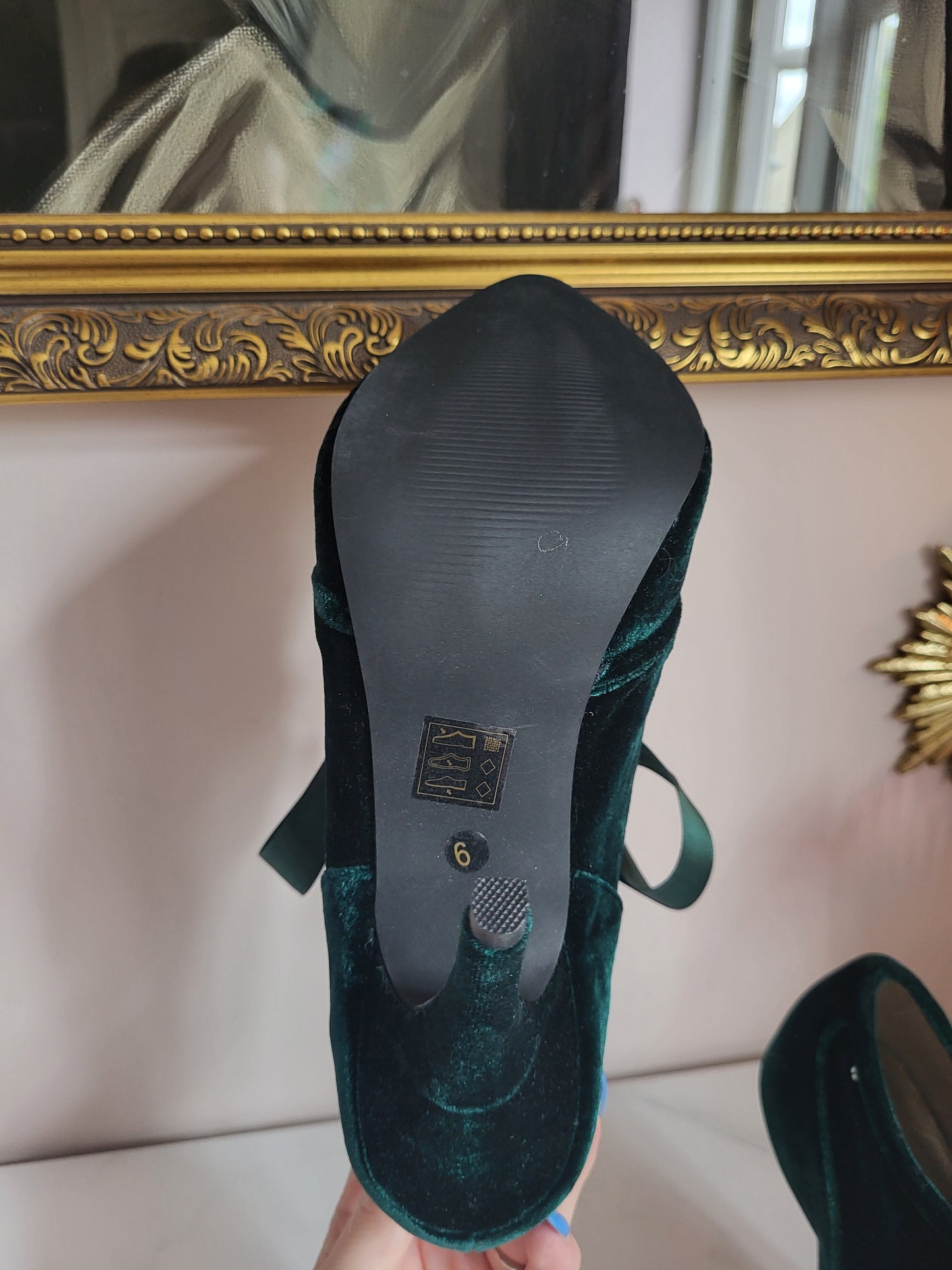 Emerald Velvet Ribbon-Tie Shoe Boots