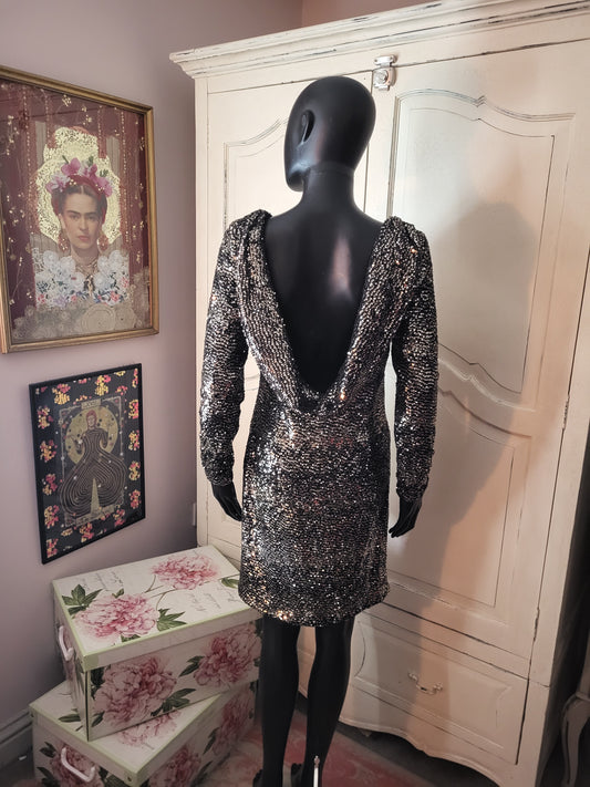 Vintage BIBA Heavy Sequin Cowl Back Dress