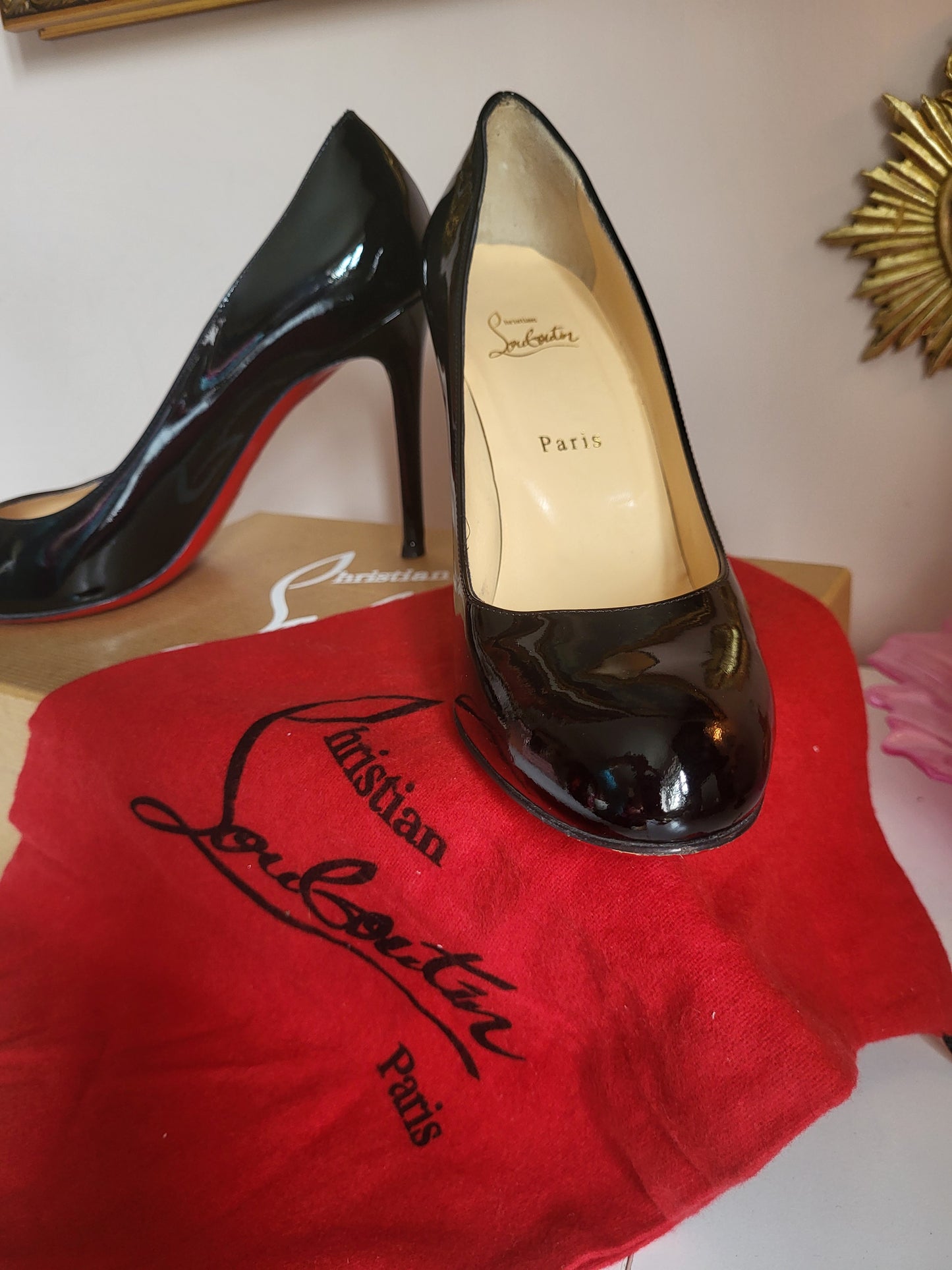 Christian Louboutin Patent Black Court Heels