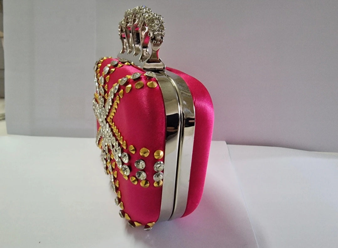 Fuchsia Union Jack Sequin Clutch Bag