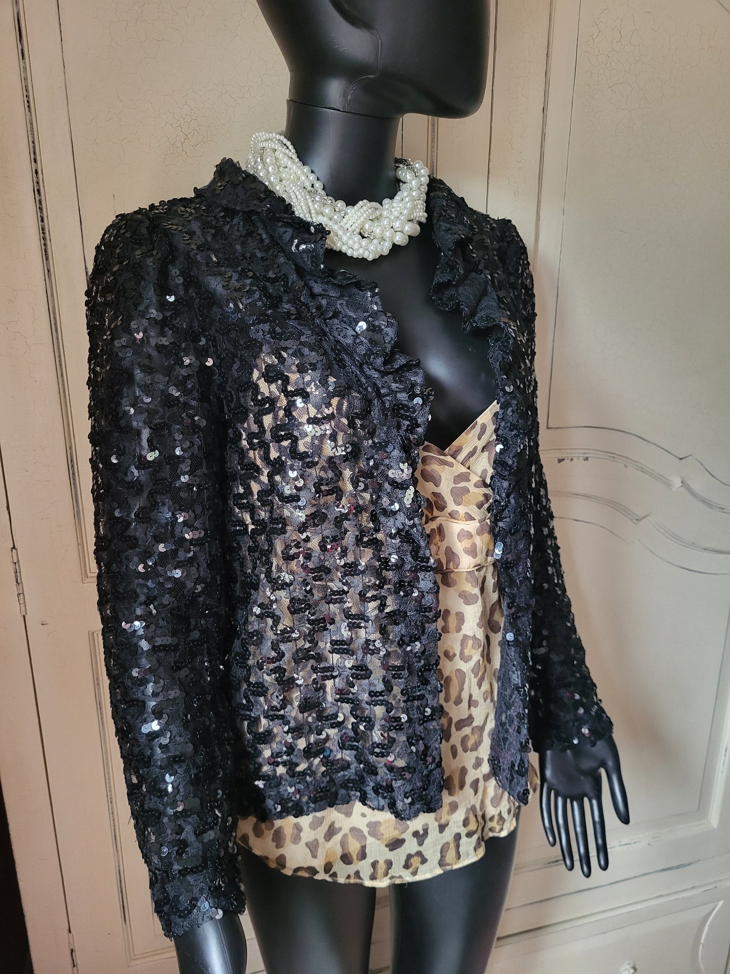 Heléne Sidel Black Vintage Sequin Jacket