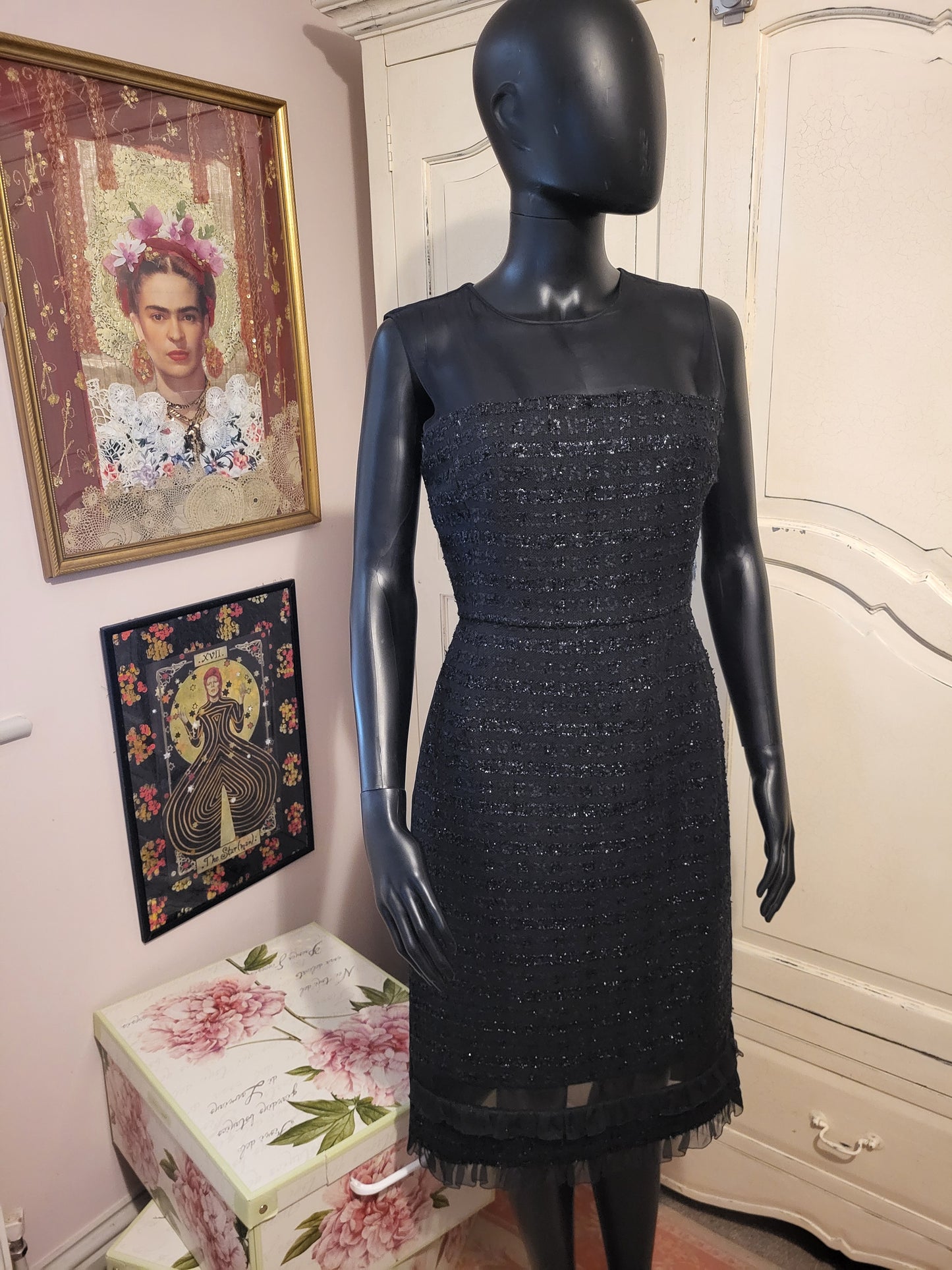 Erdem Tweed Shift Dress and Sheer Evening Jacket