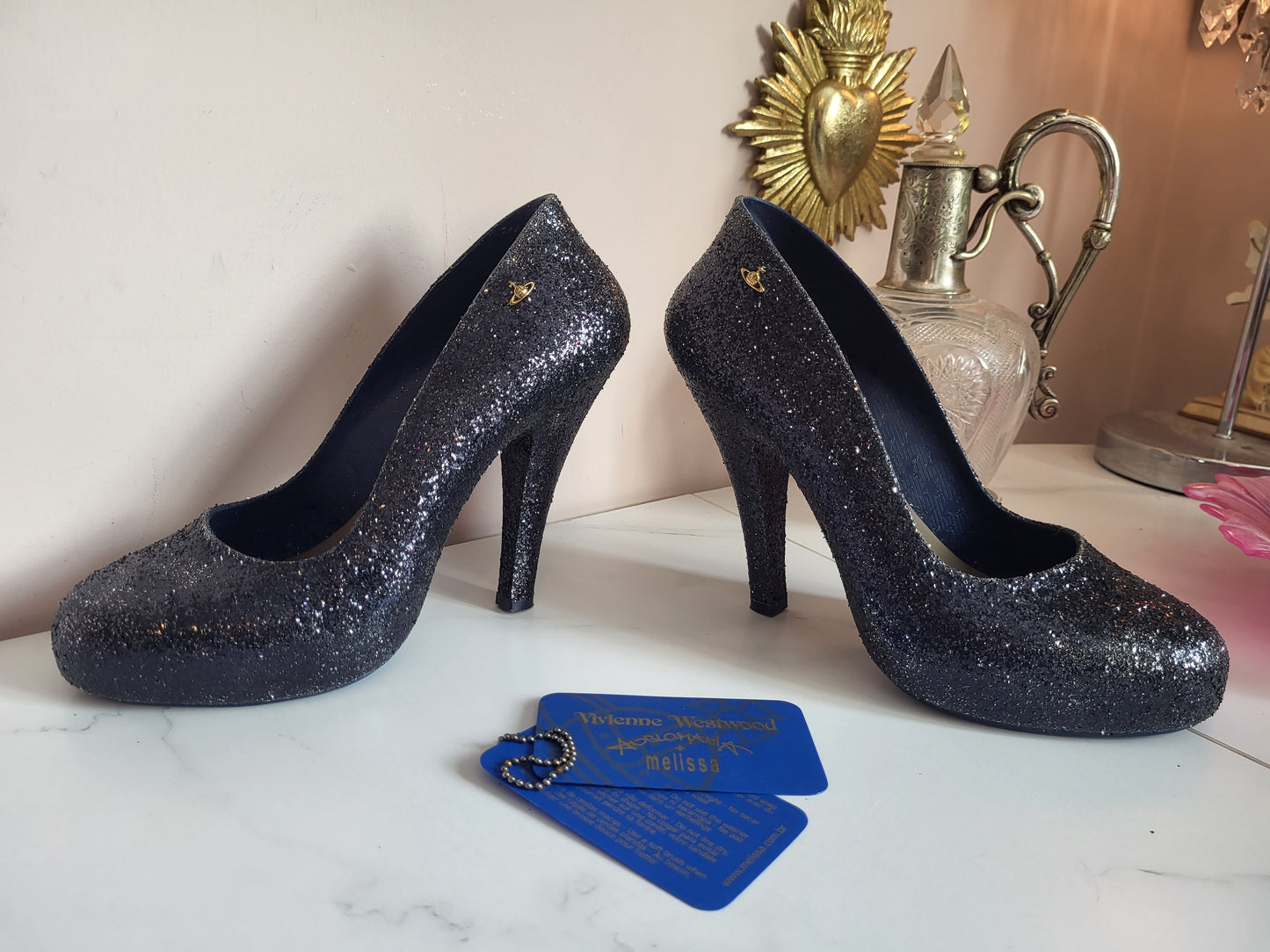 Vivienne Westwood Anglomania x Melissa Black Glitter Heels