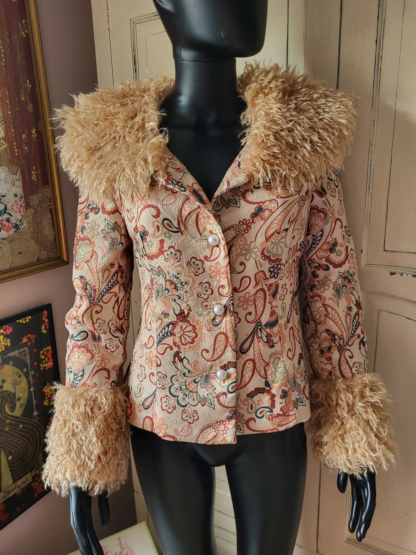 Afghan Style Faux Shearling Jacket