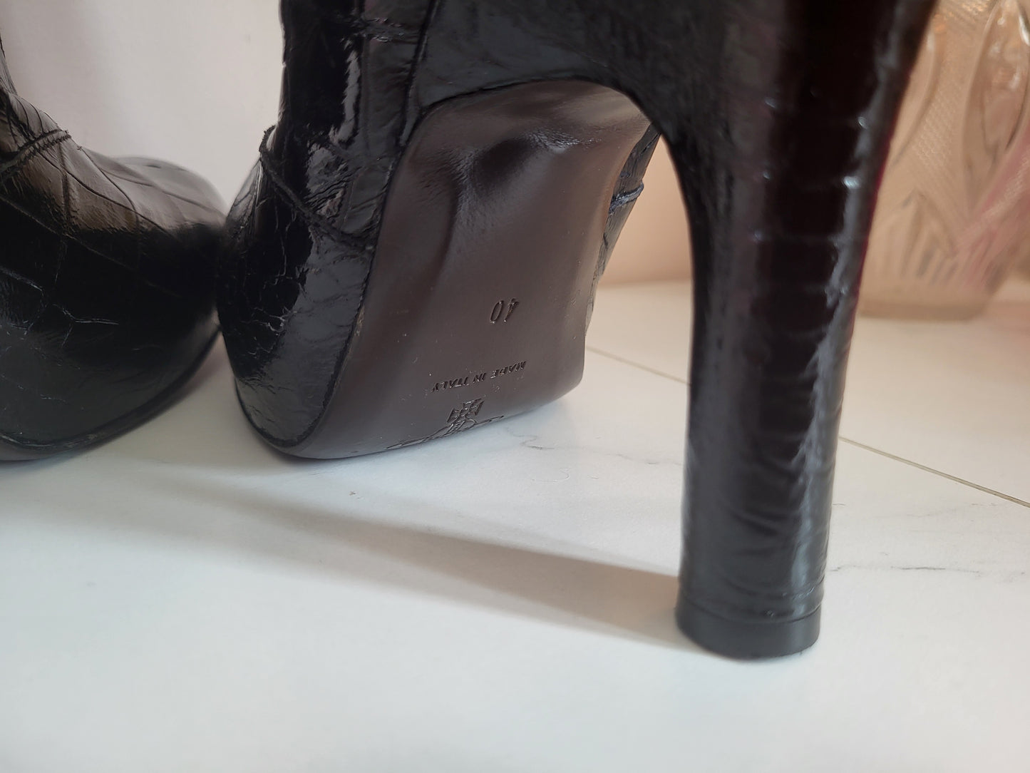 Vivienne Westwood Croc-Embossed Knee-High Boots
