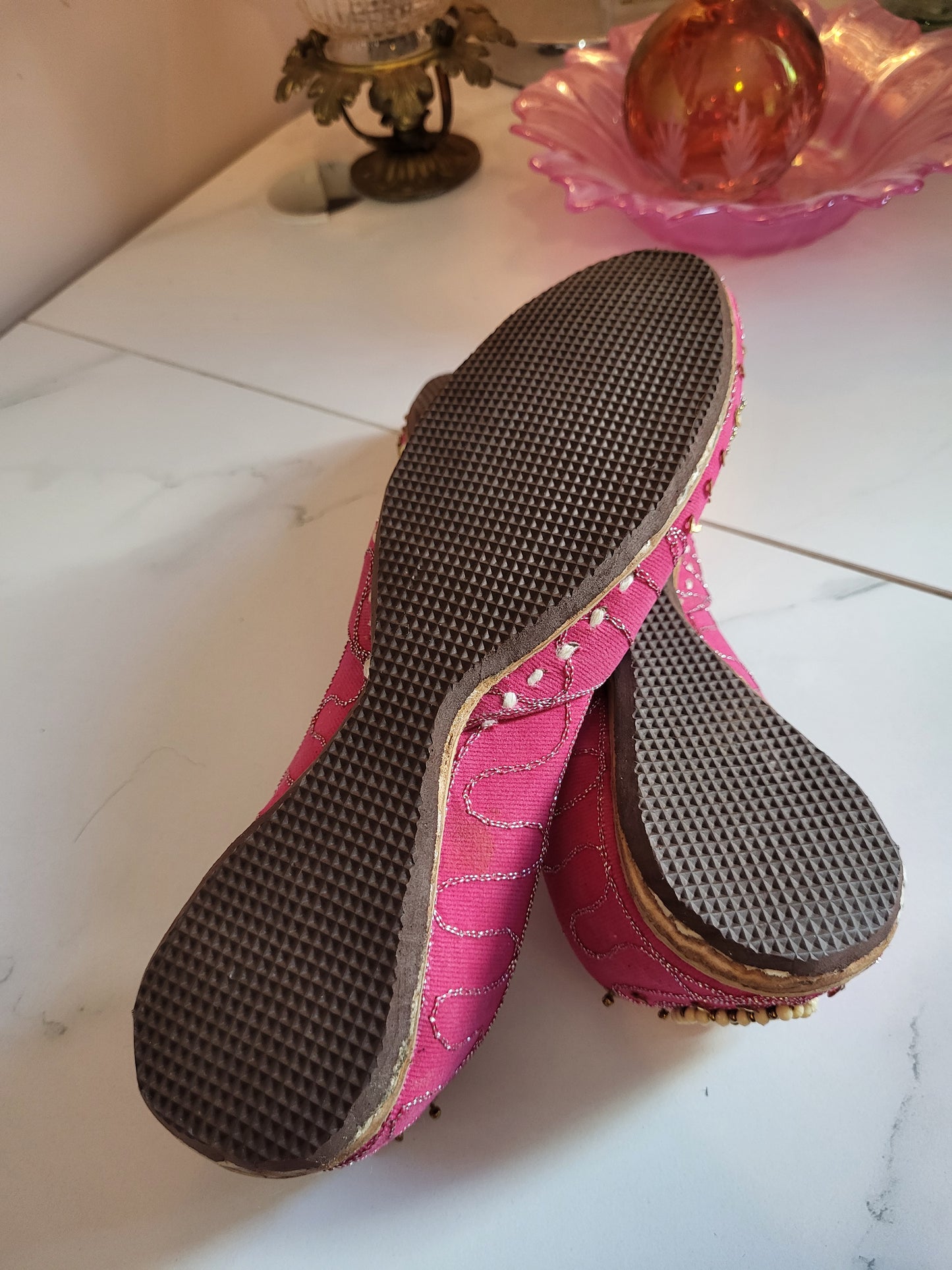 Khussa Deep Pink Beaded Shoes