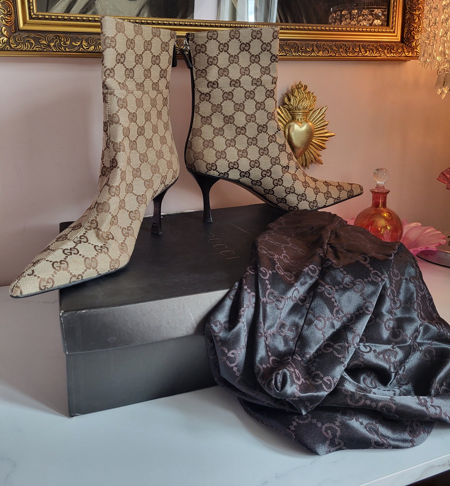 Gucci Classic Monogram Print Boots