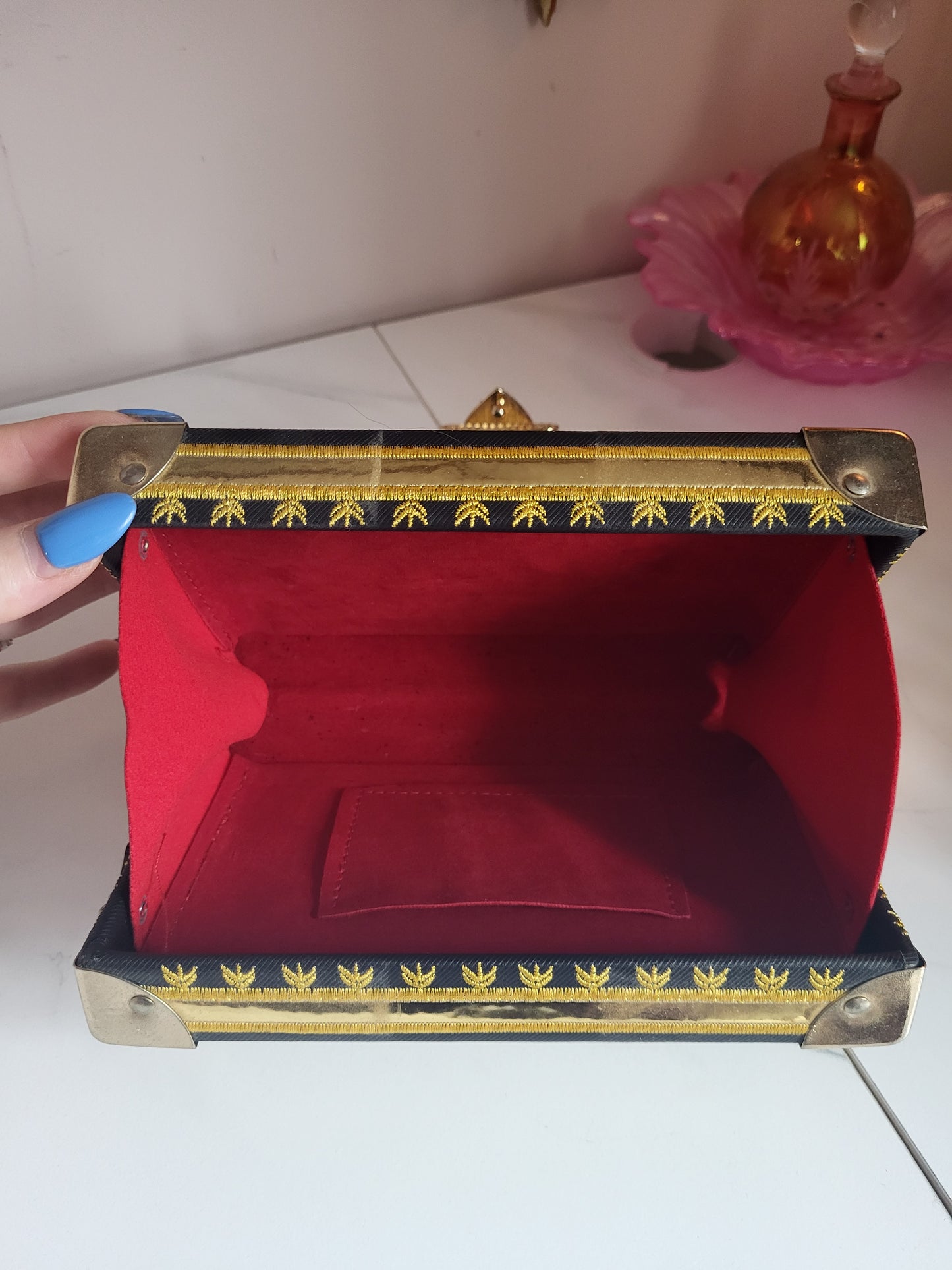 Black & Gold Baroque Trunk Clutch
