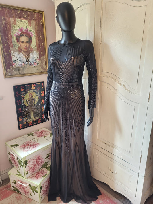 Black Sequin Evening Gown