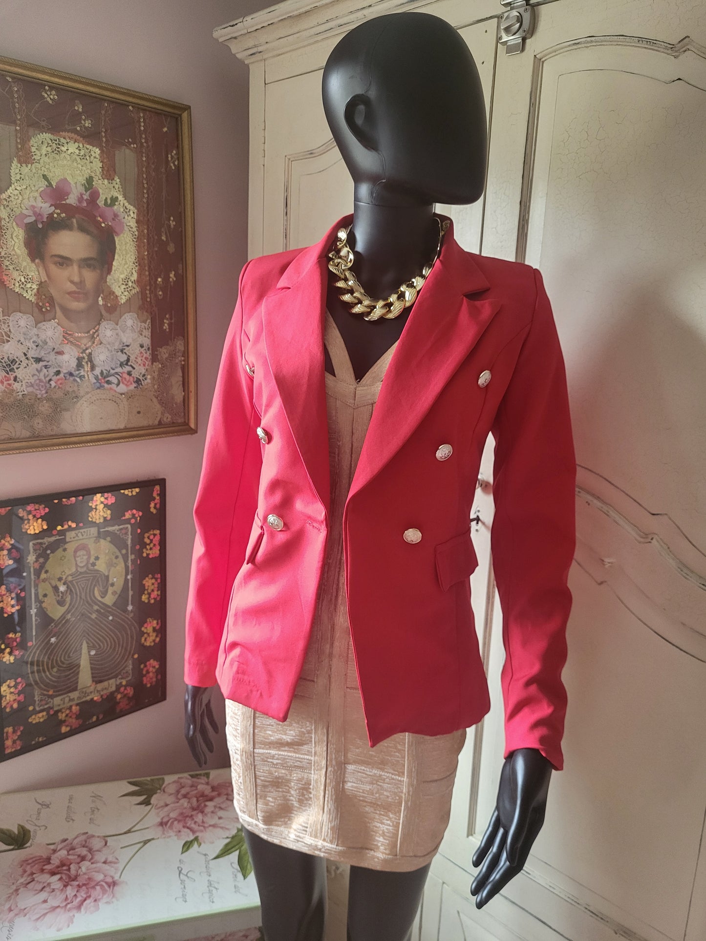 Pillar-box Red Structured Blazer