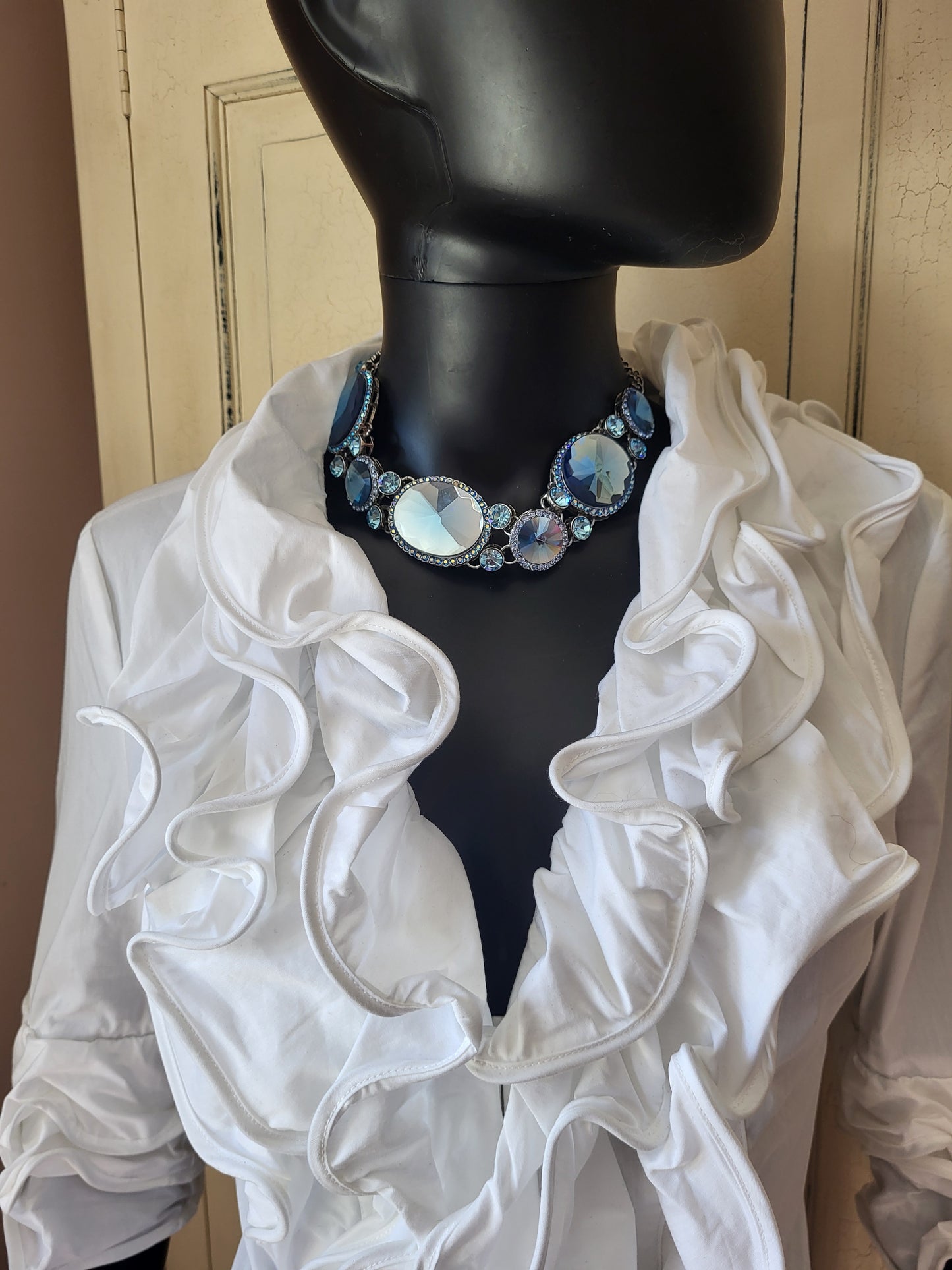 Diego Reiga White Flounced Cotton Blouse