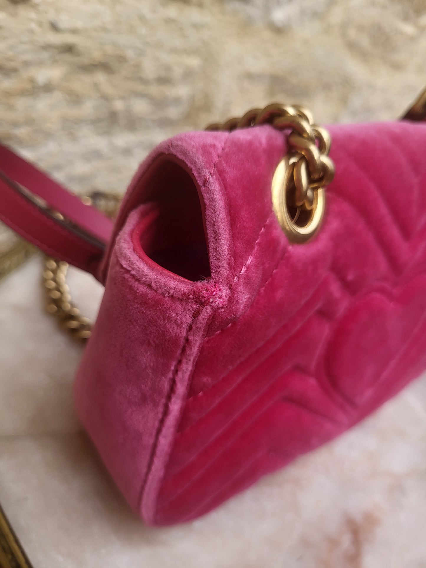 Gucci Crystal Embellished Velvet Marmont Bag