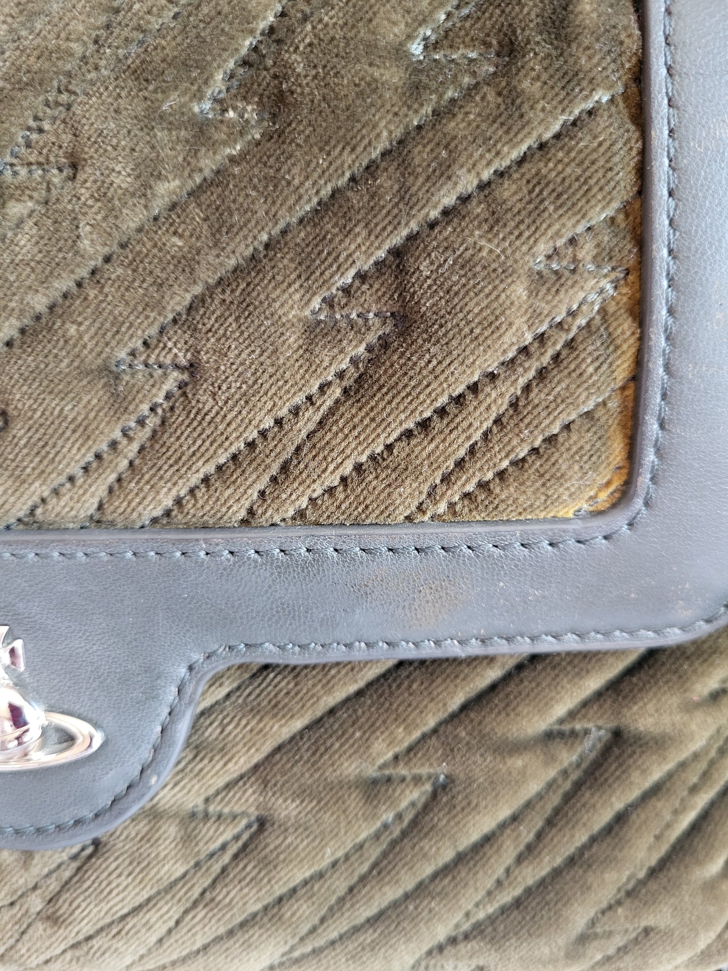 Vintage Vivienne Westwood Olive Velvet Shoulder Bag