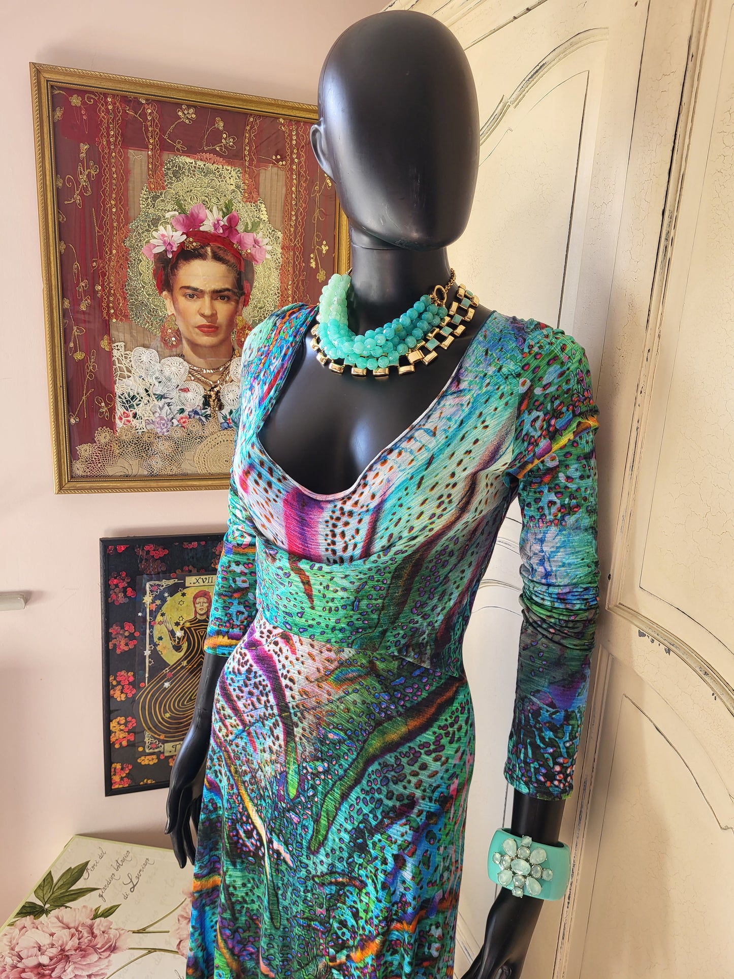 Multicolour Print Midi Dress