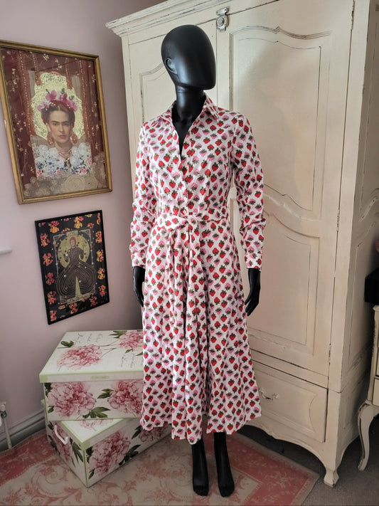 Boden Strawberry Print Shirt Dress