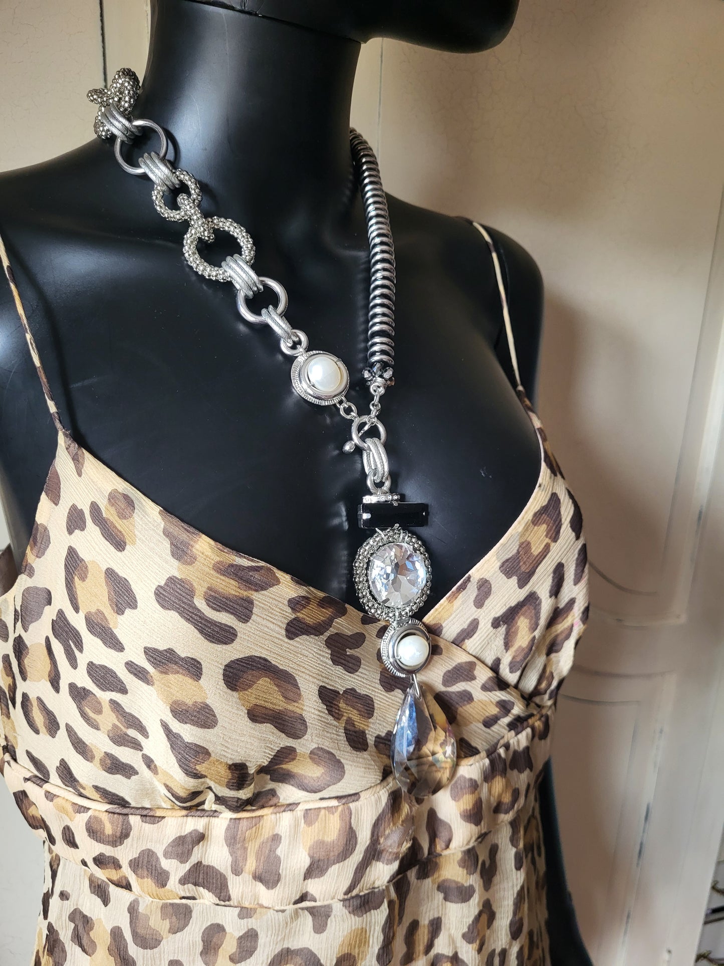 Long Chunky Stone Crystal Pendant