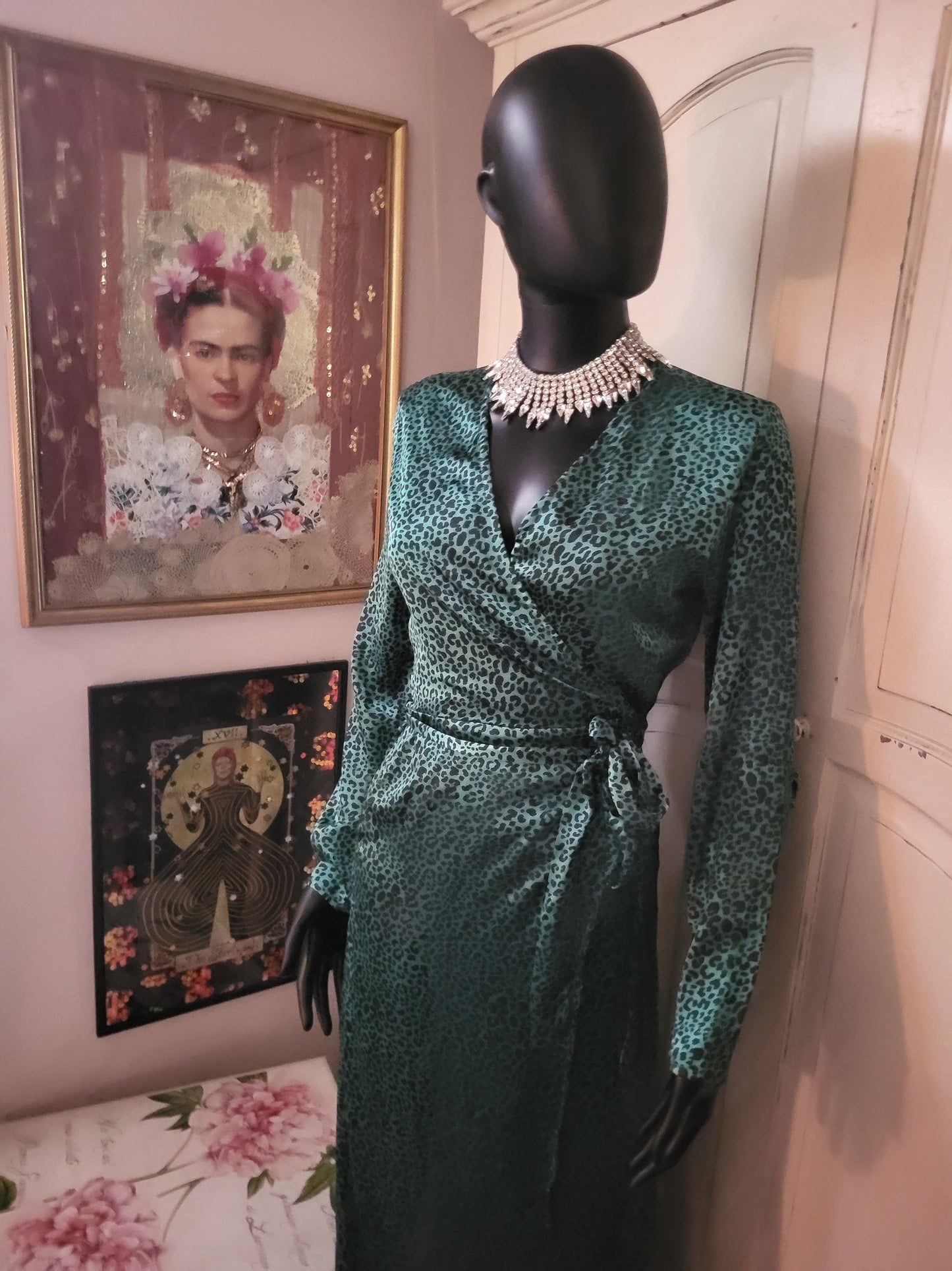 Dancing Leopard Deep Green Leopard Print Dress
