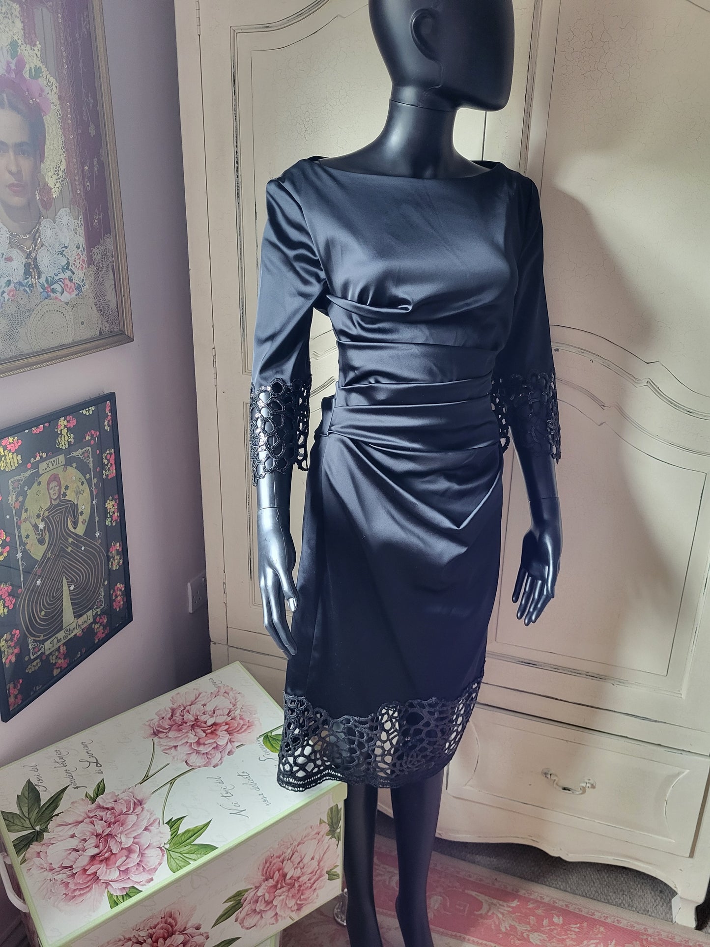 Talbot Runhof Black Embellished Cocktail Dress