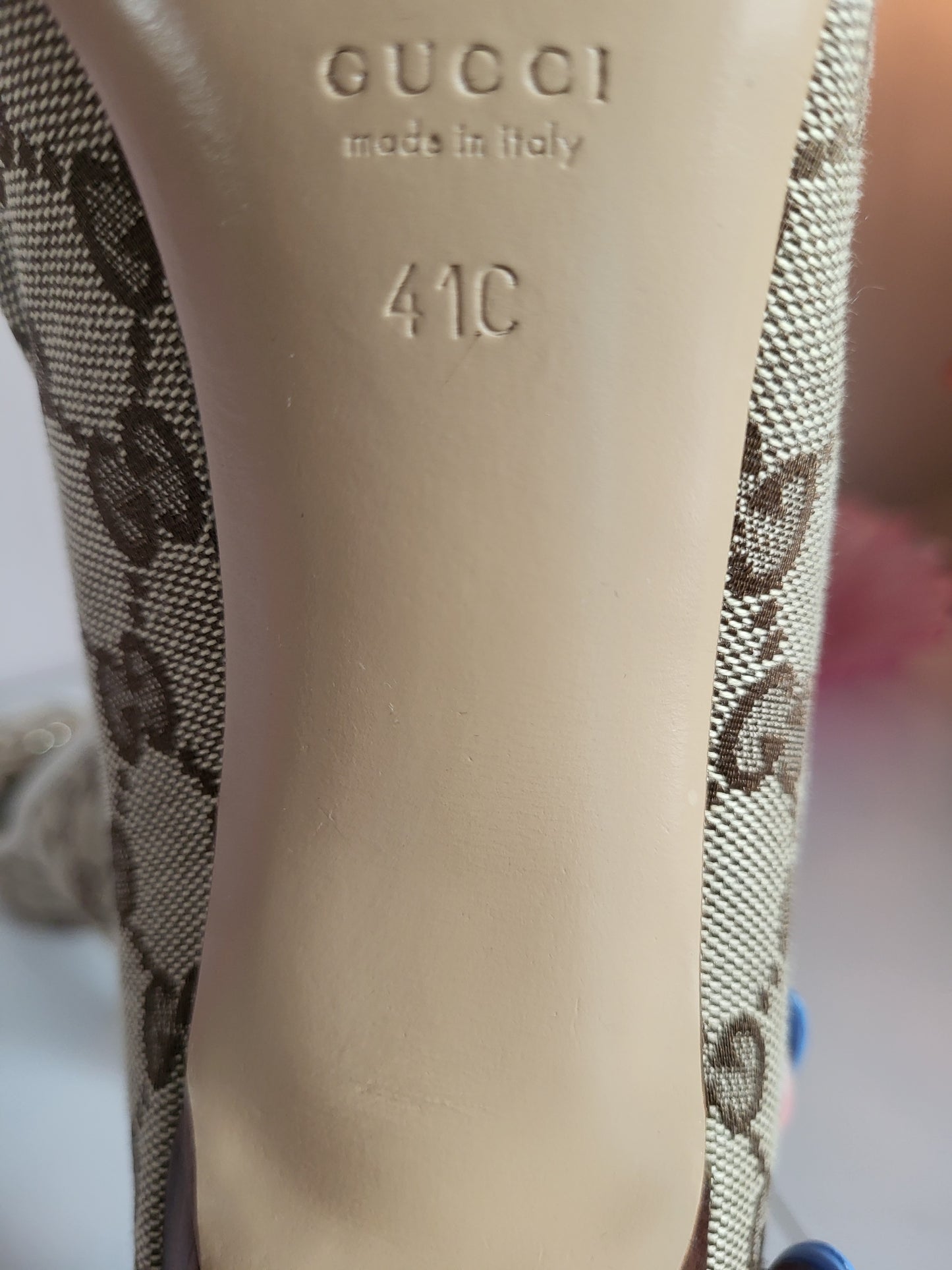 Gucci Classic Print Court Heels with Brass Emblems