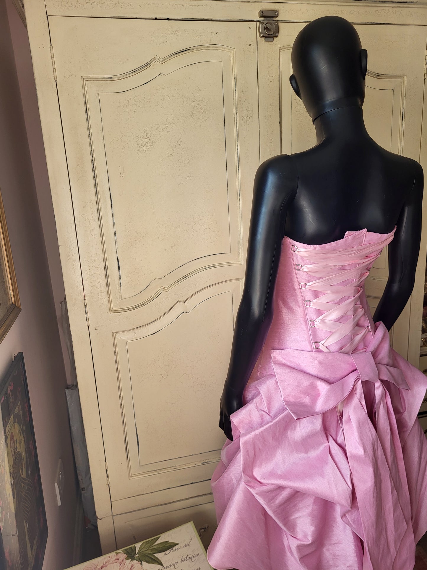 Pink Silk Taffeta Corset Dress