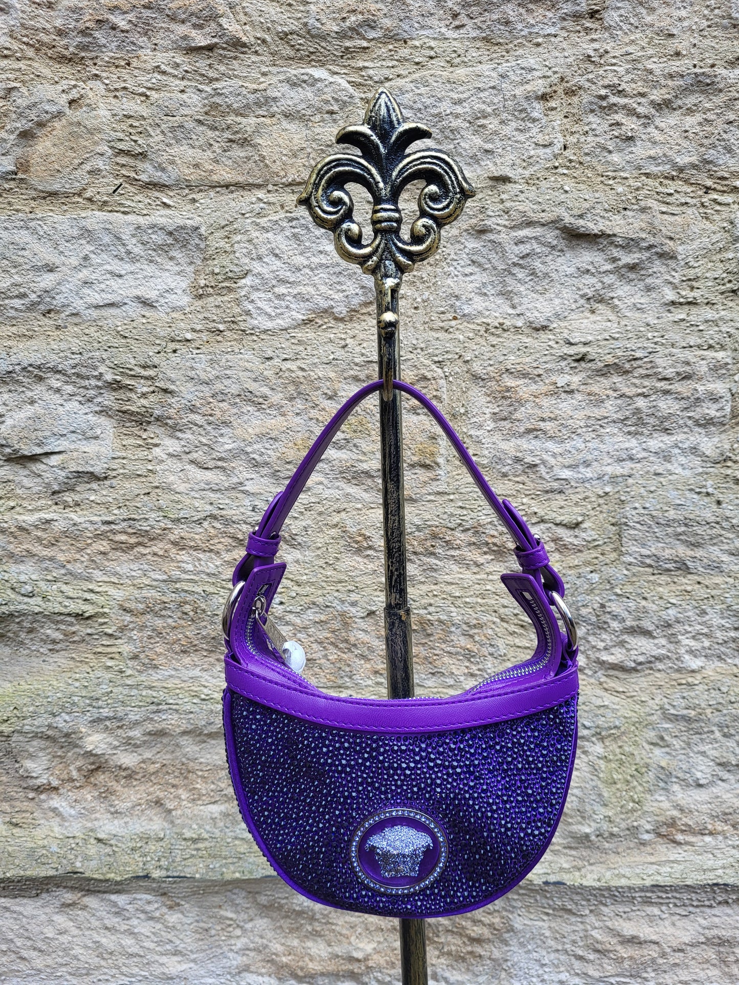 Versace Crystal Repeat Mini Hobo Bag BNWT