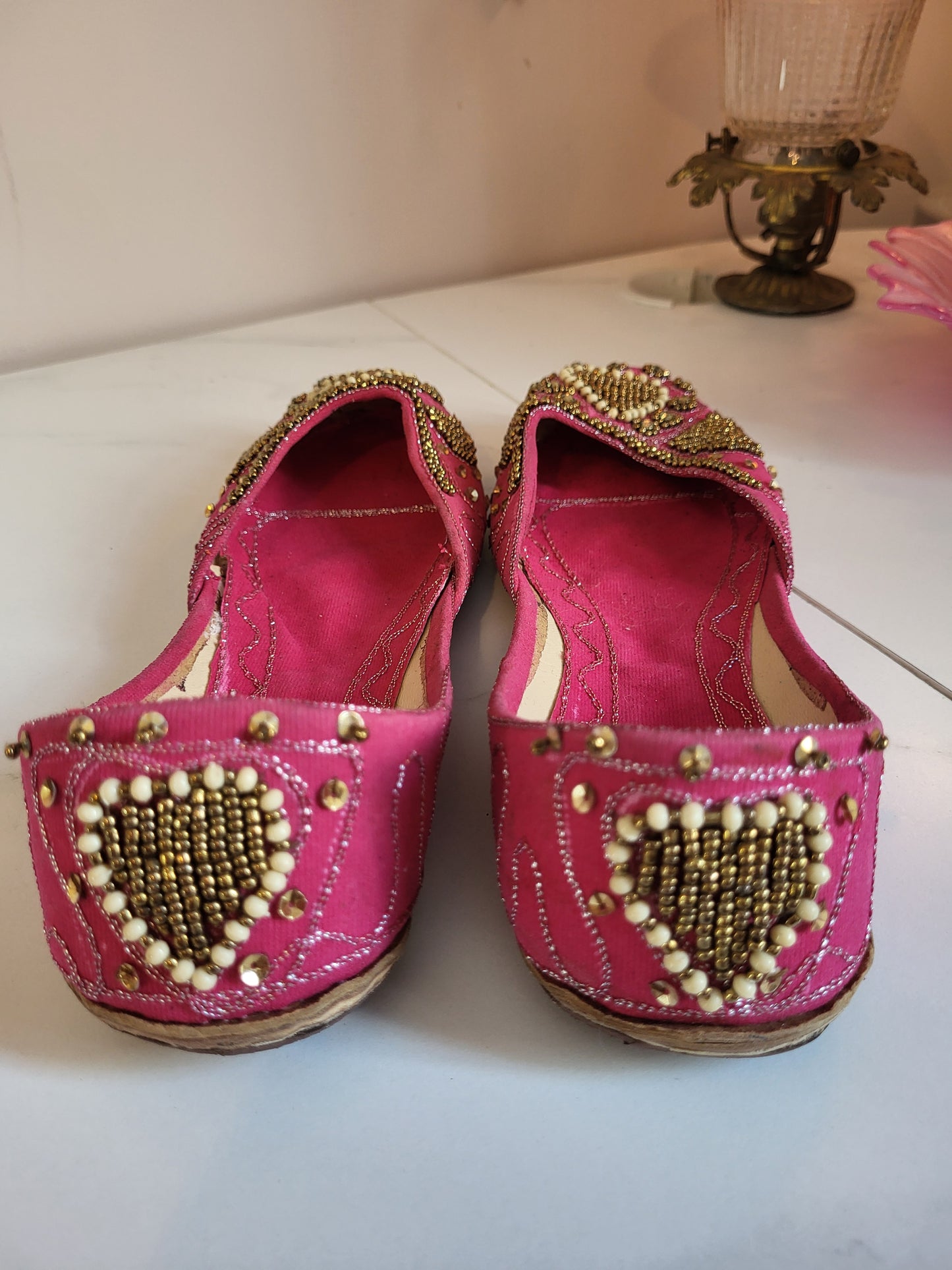 Khussa Deep Pink Beaded Shoes