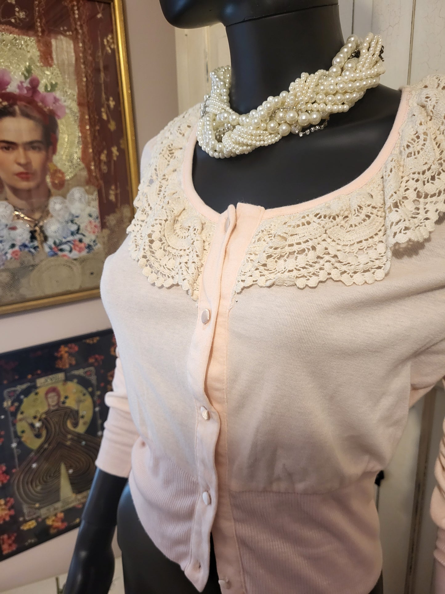 Ada Gatti Cropped Blush Pink Cardigan