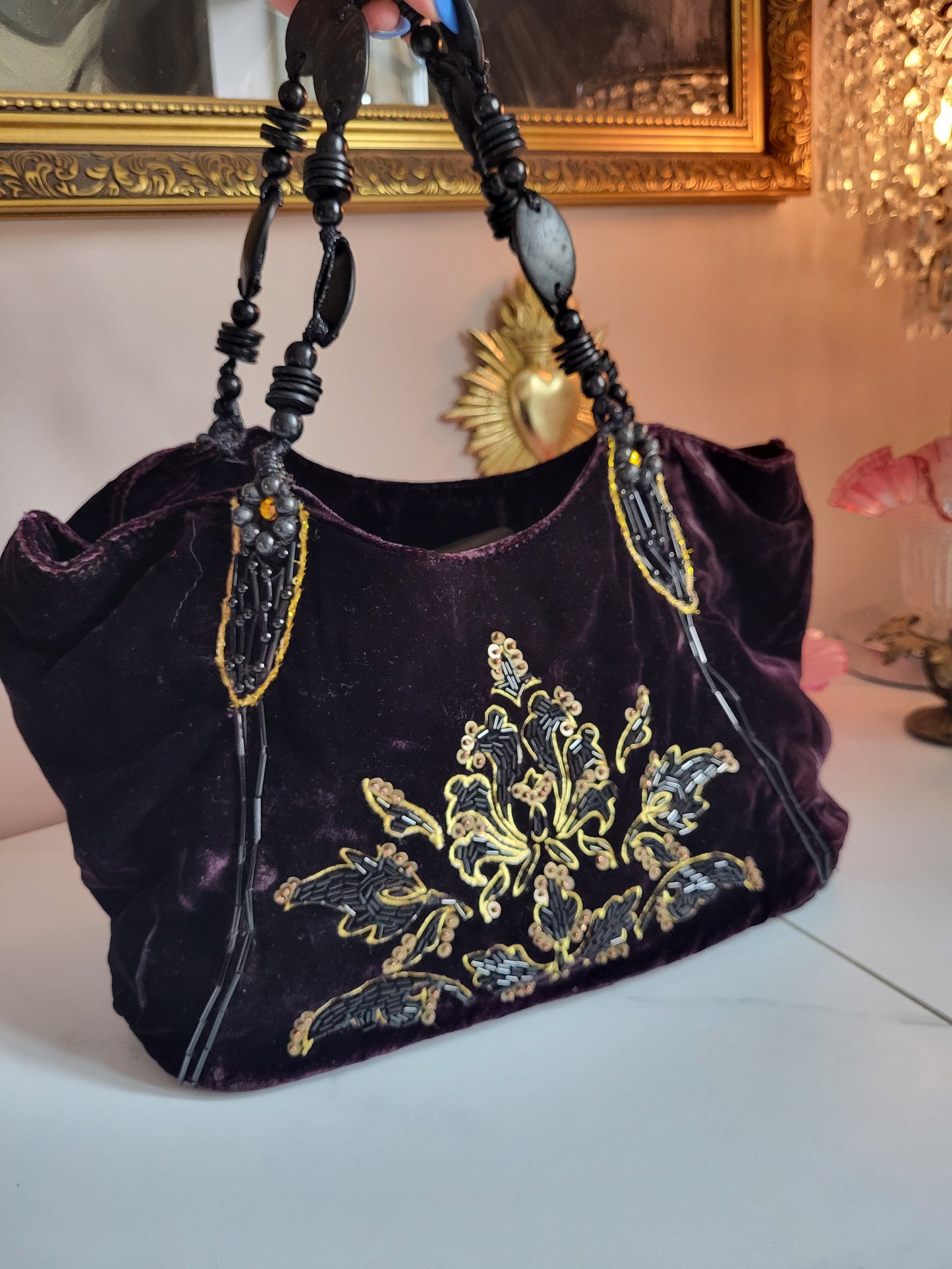 Baroque Beaded Deep Purple Handbag