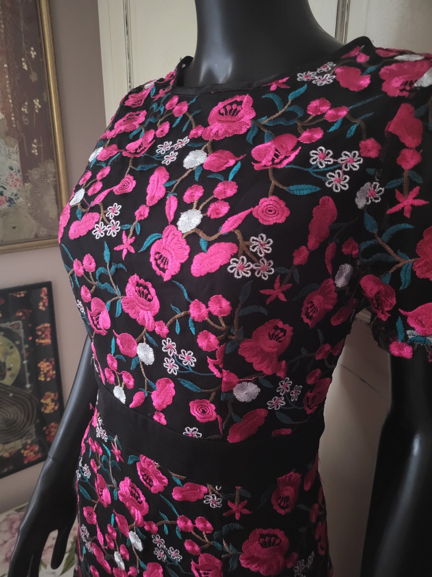 Girls on Film Fuchsia Floral Embroidered Dress