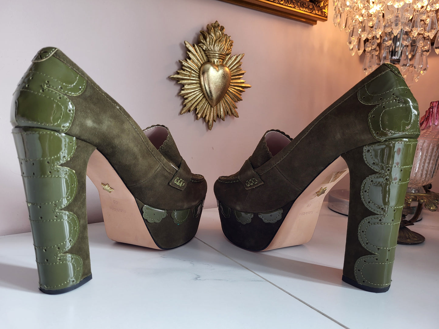 Kurt Geiger Leather and Suede Platform Loafers