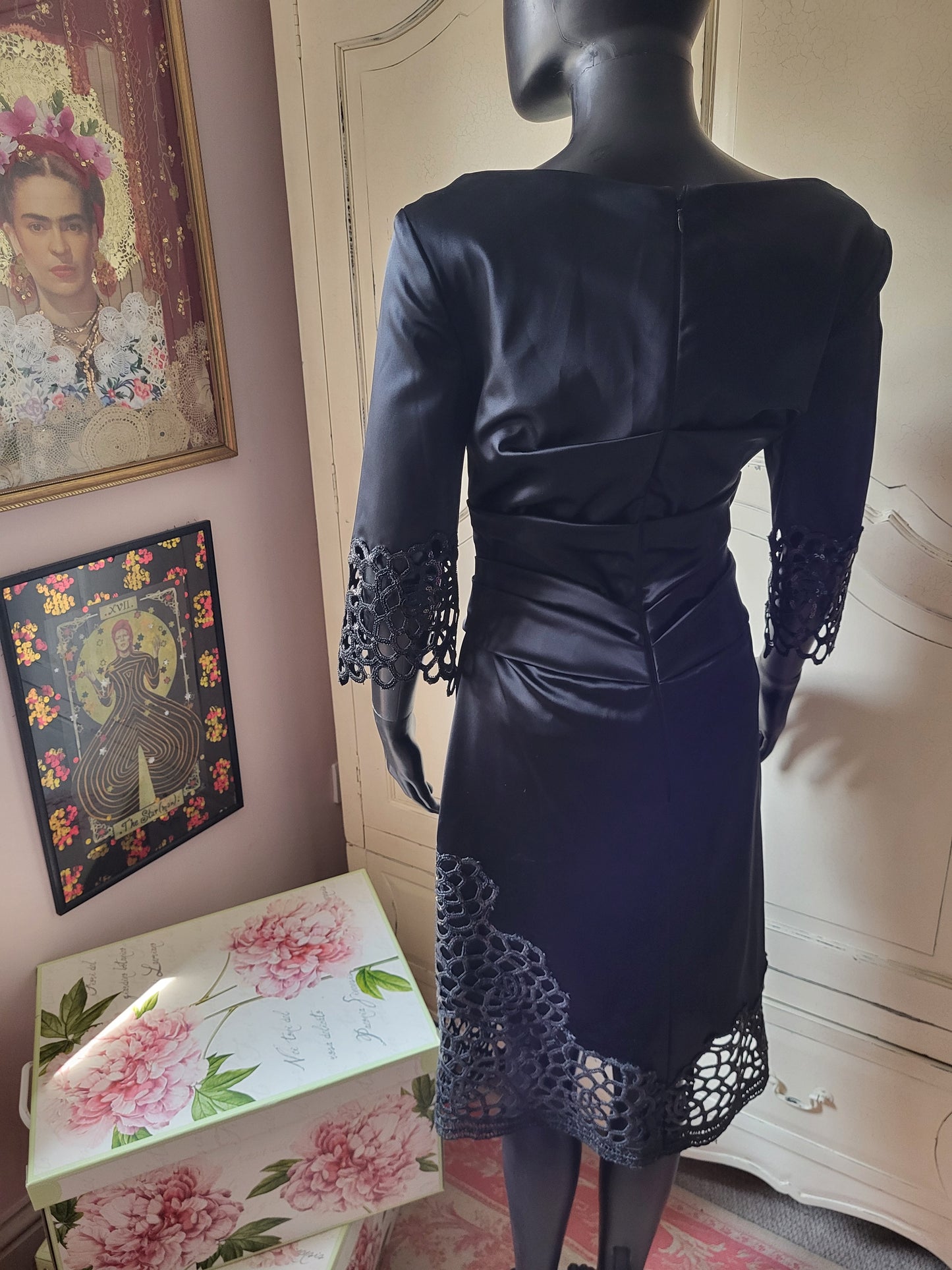 Talbot Runhof Black Embellished Cocktail Dress
