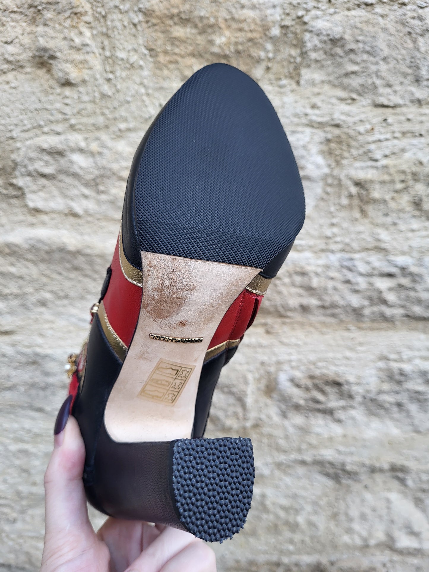 Dolce & Gabbana Baroque Embellished Red Leather Boots