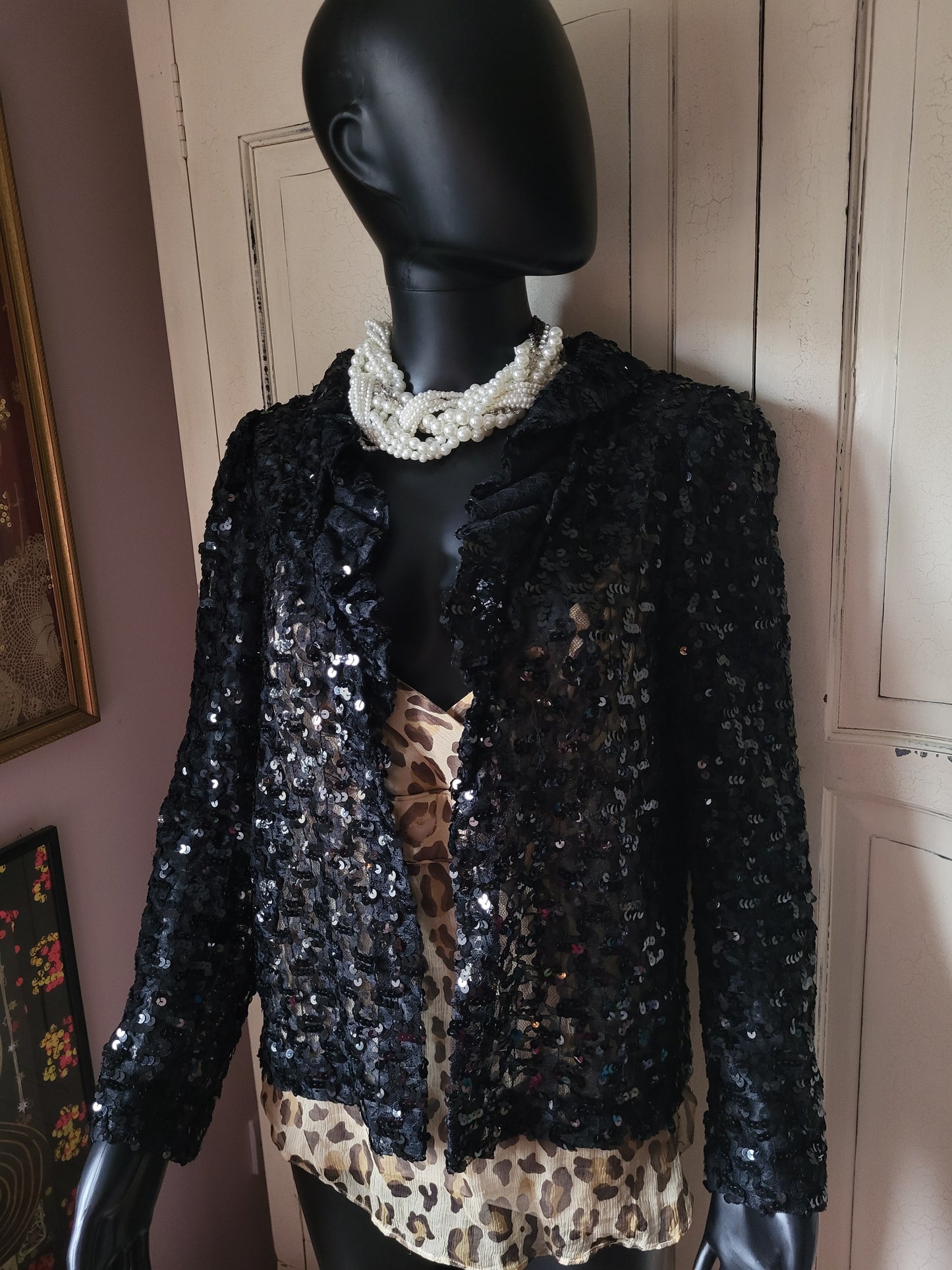 Heléne Sidel Black Vintage Sequin Jacket