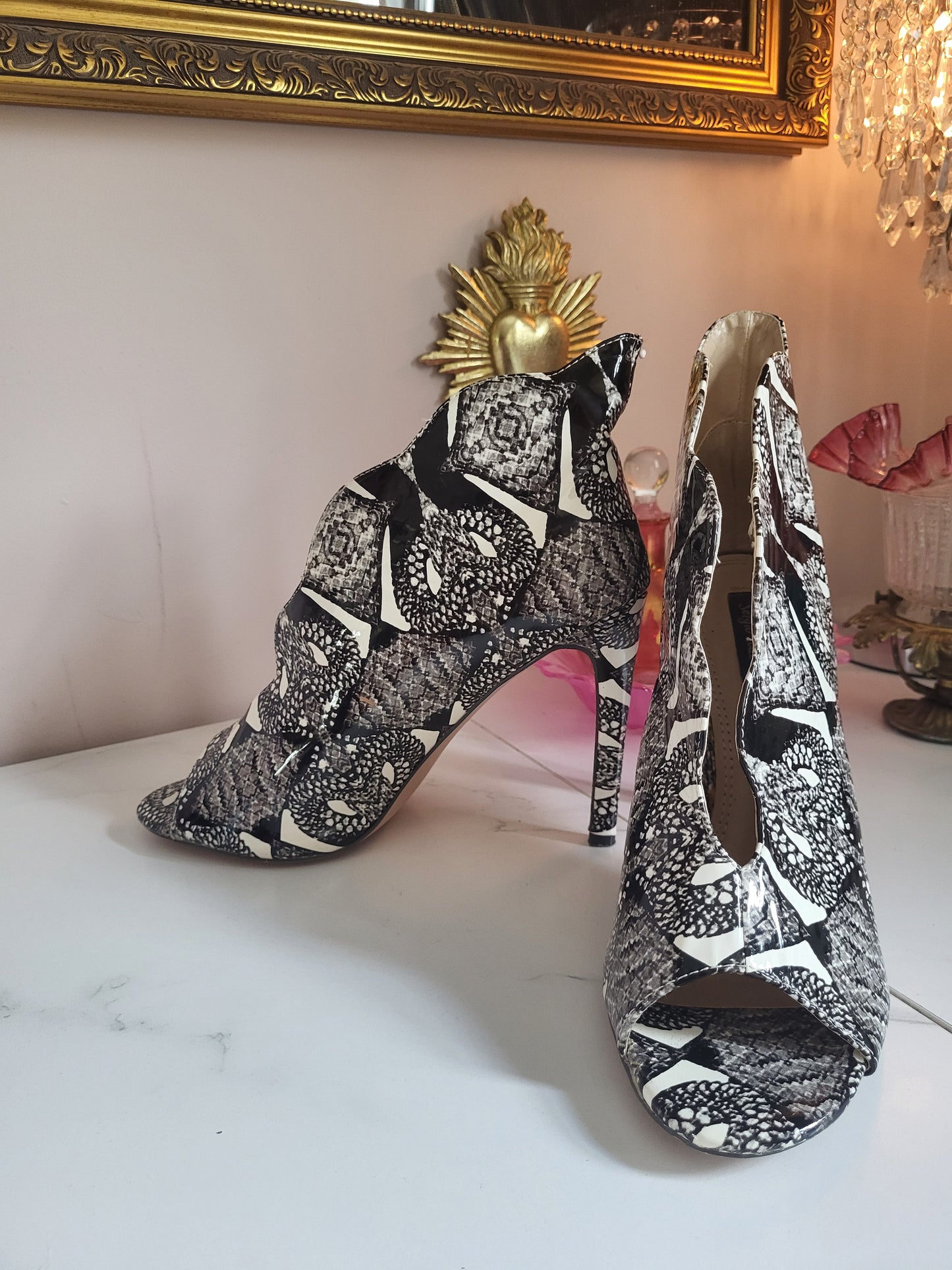 Sergio Todzi Patent Faux Snakeskin Shoe Boots