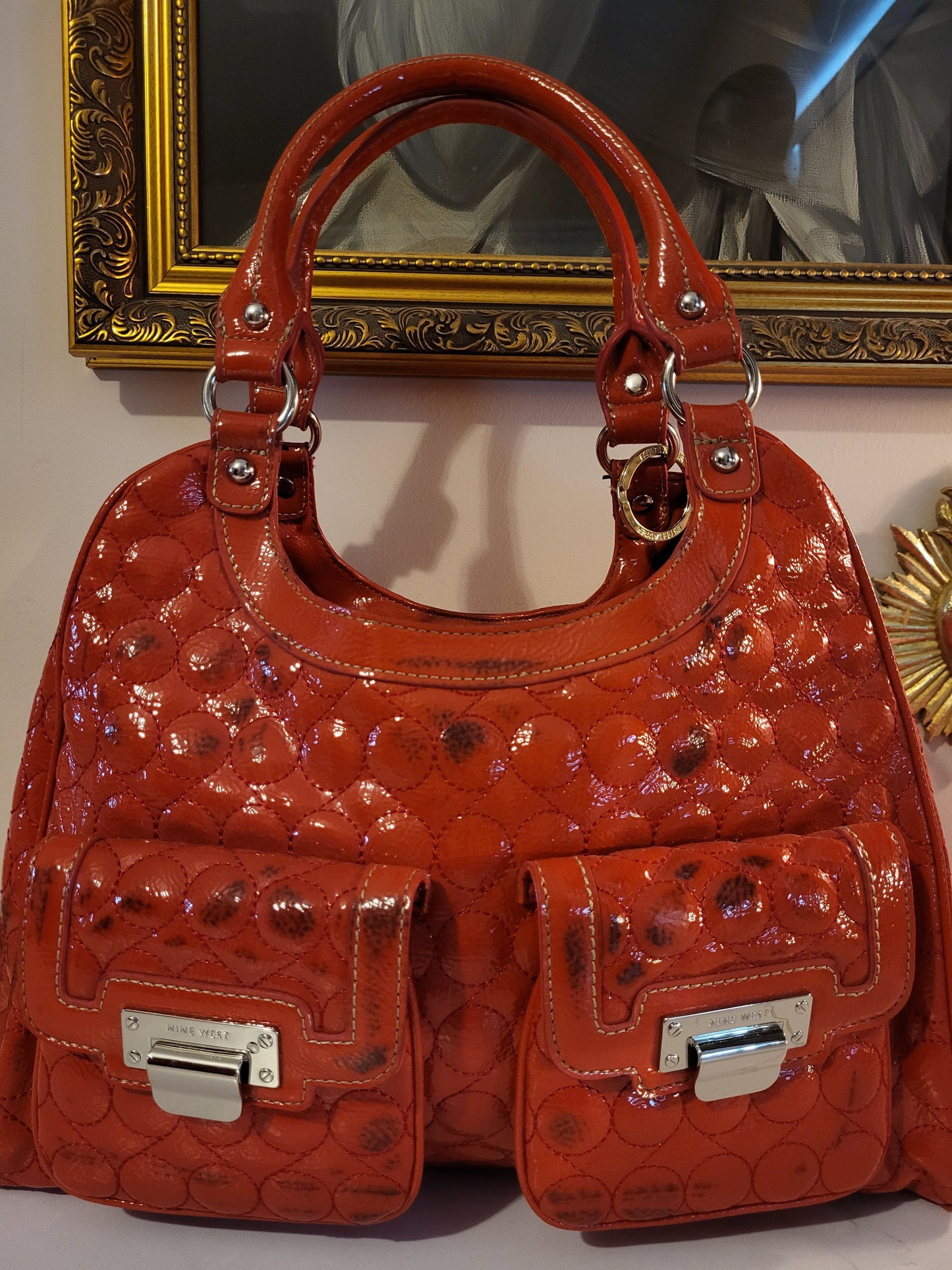 Nine West Large Patent Red Handbag