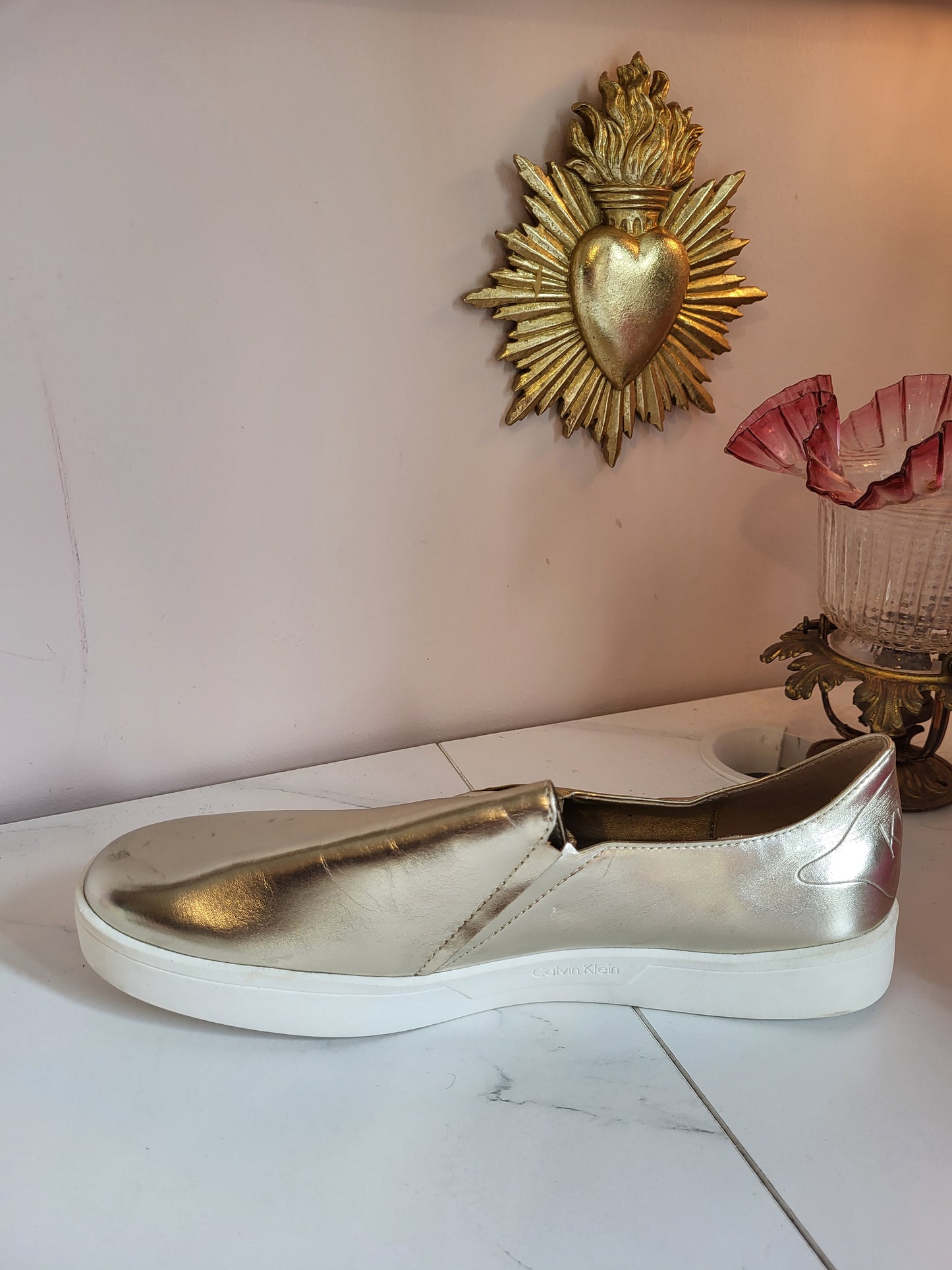 Calvin Klein Gold Slip on Shoes